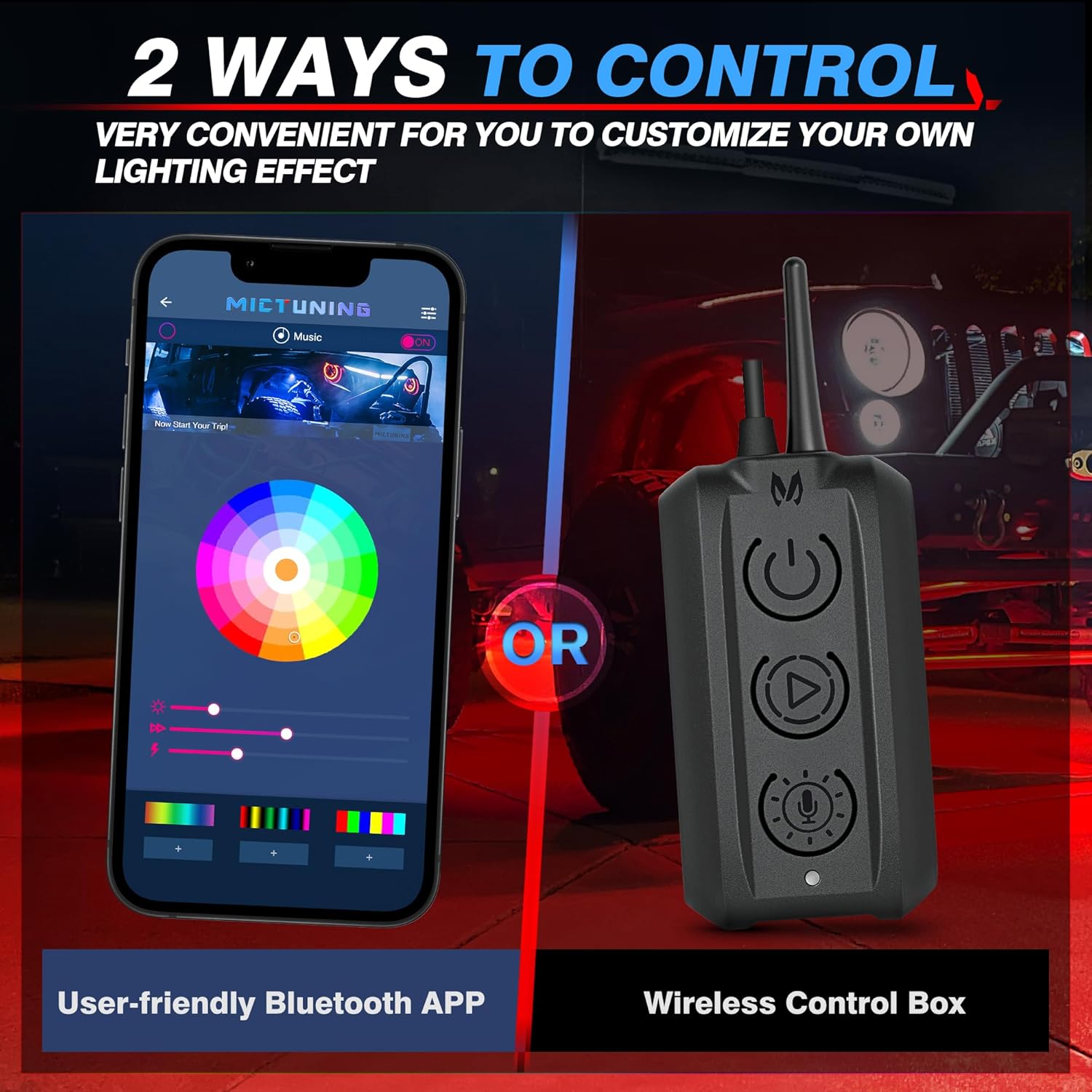 MICTUNING C3 – Luces de roca LED extensibles RGBW con control inalámbrico, 12 cápsulas, luces subterráneas multicolor con aplicación Bluetooth y