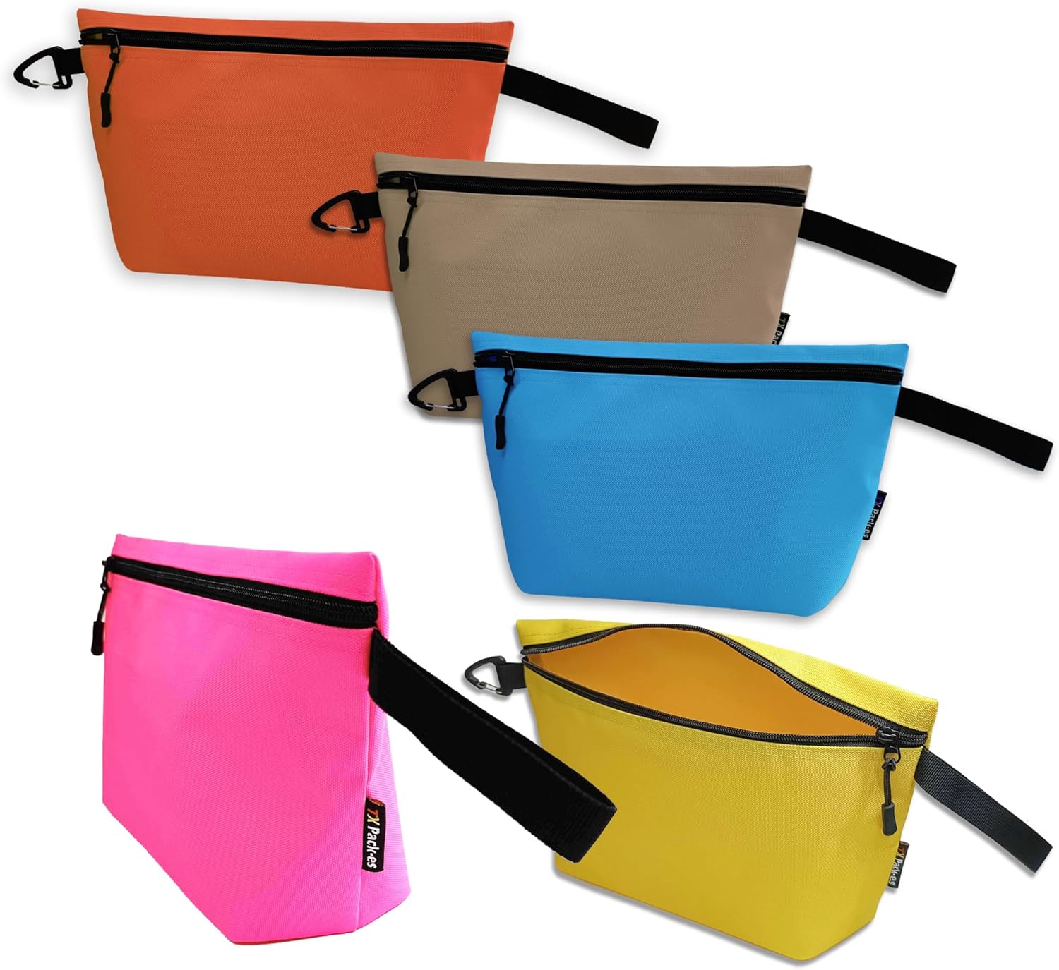 Paquete de 5 bolsas de herramientas, almacenamiento y organización de utilidad. Bolsa de lona con cremallera de lona afilada