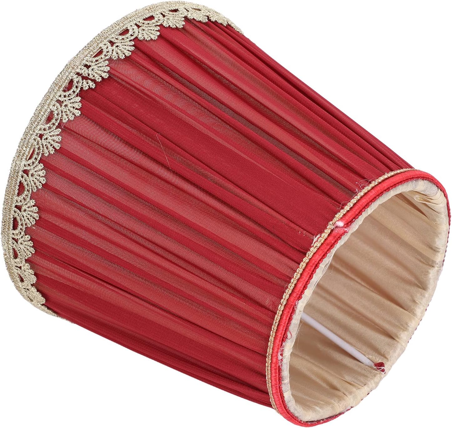 Juego de 6 pantallas de lámpara pequeña color rojo vino, pantalla plisada hecha a mano cubierta de lámpara de tela para lámpara de pared E14