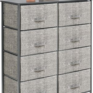 mDesign Mueble de almacenamiento con marco de acero de 38.31 pulgadas, con 8 cajones de tela extraíbles, organizador grande para dormitorio, sala de mDesign Mueble de almacenamiento con marco de acero de 38.31 pulgadas, con 8 cajones de tela extraíbles, organizador grande para dormitorio, sala de