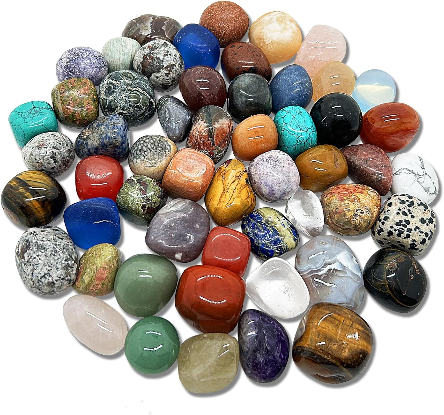 Juego de piedras preciosas pulidas de color natural mezclado de 2 libras, piedras preciosas para reiki, chakra, curación, decoración del hogar