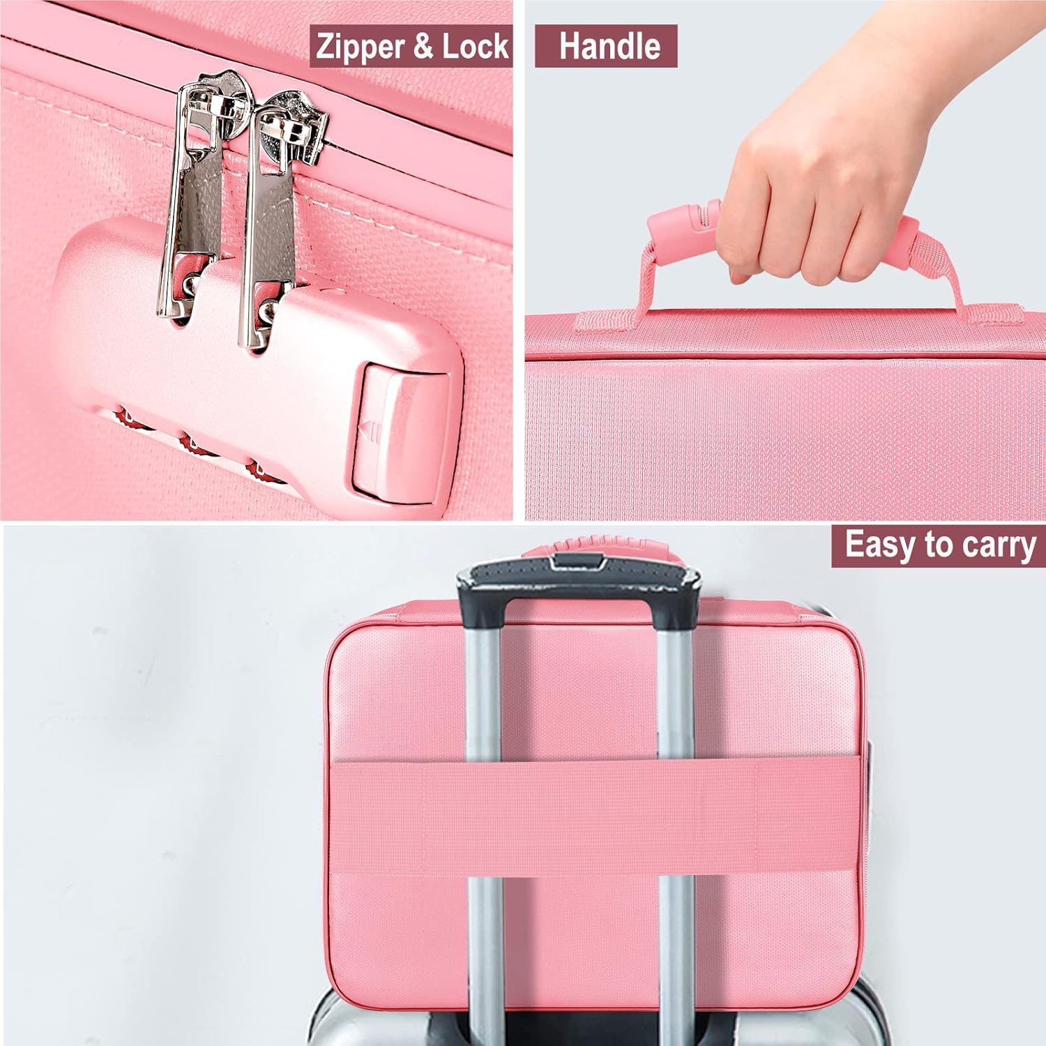 DocSafe Bolsa organizadora de archivos con cerradura, bolsa de documentos ignífuga con cremallera resistente al agua, 3 capas portátil de viaje,