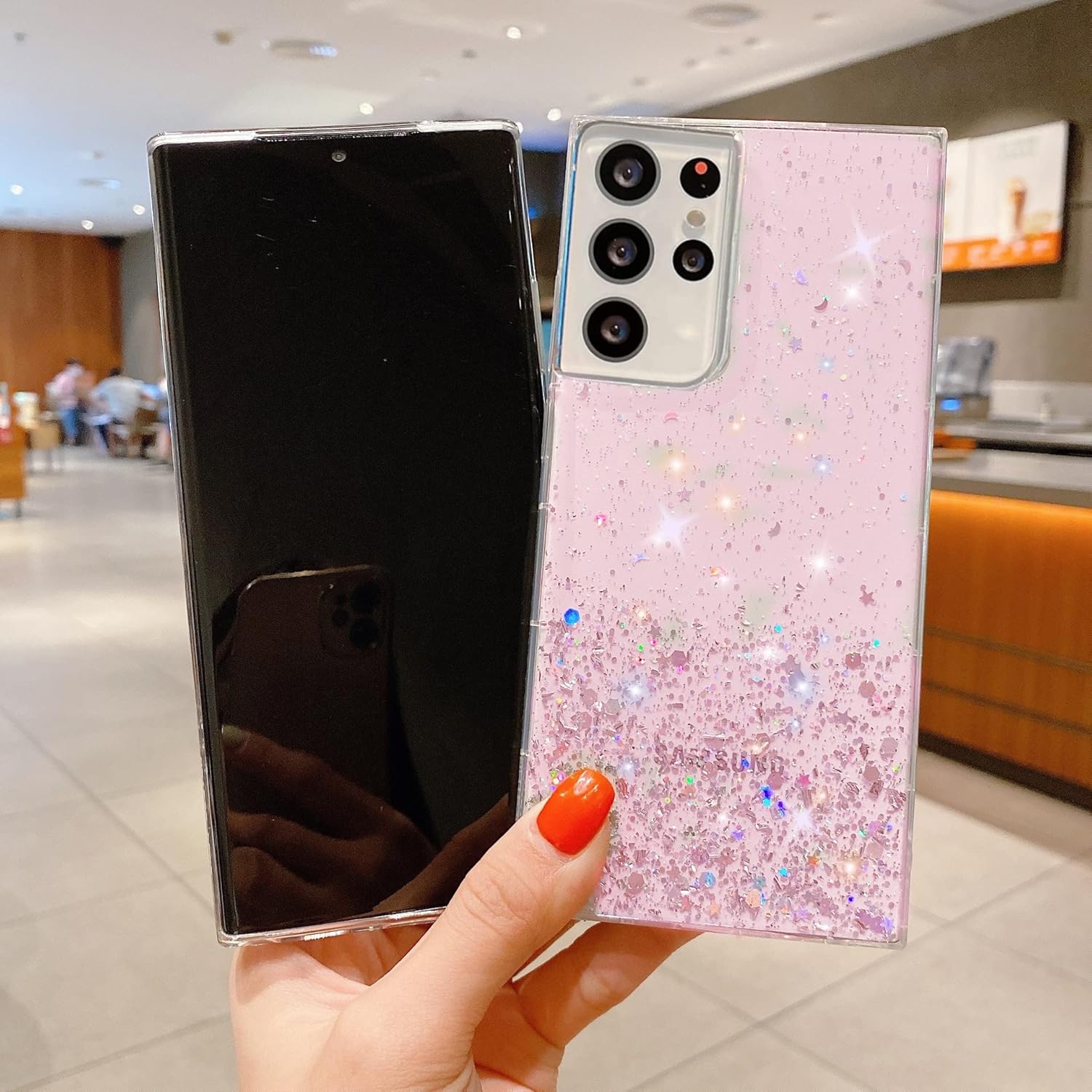 YTanazing Funda transparente compatible con Galaxy S22 5G con purpurina para mujer, funda de protección brillante con purpurina brillante para