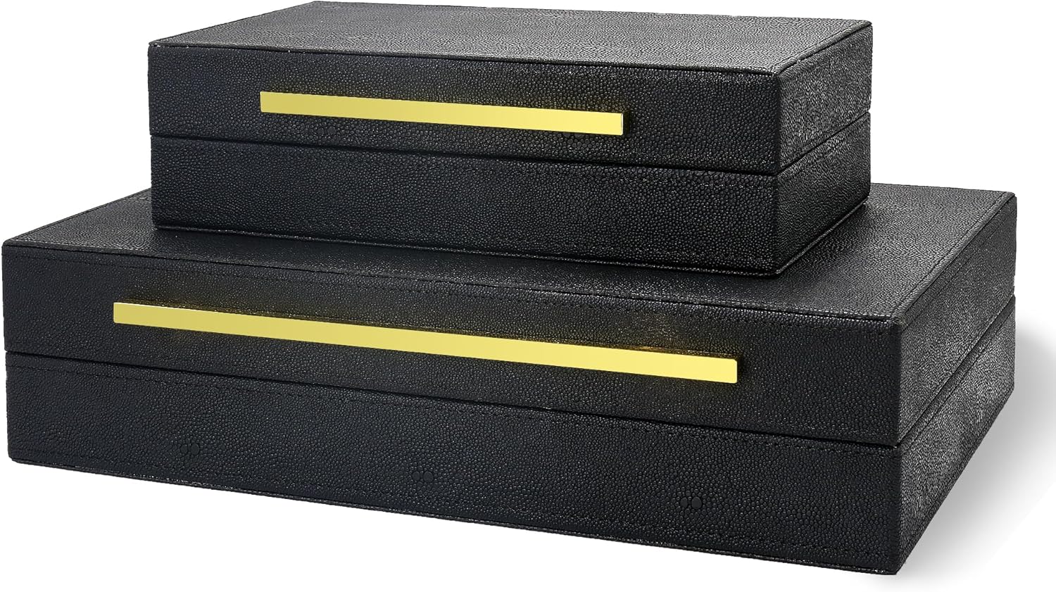 Caja decorativa moderna de piel sintética Shagreen, cajas de almacenamiento decorativas con tapas para decoración del hogar, organizador de joyero