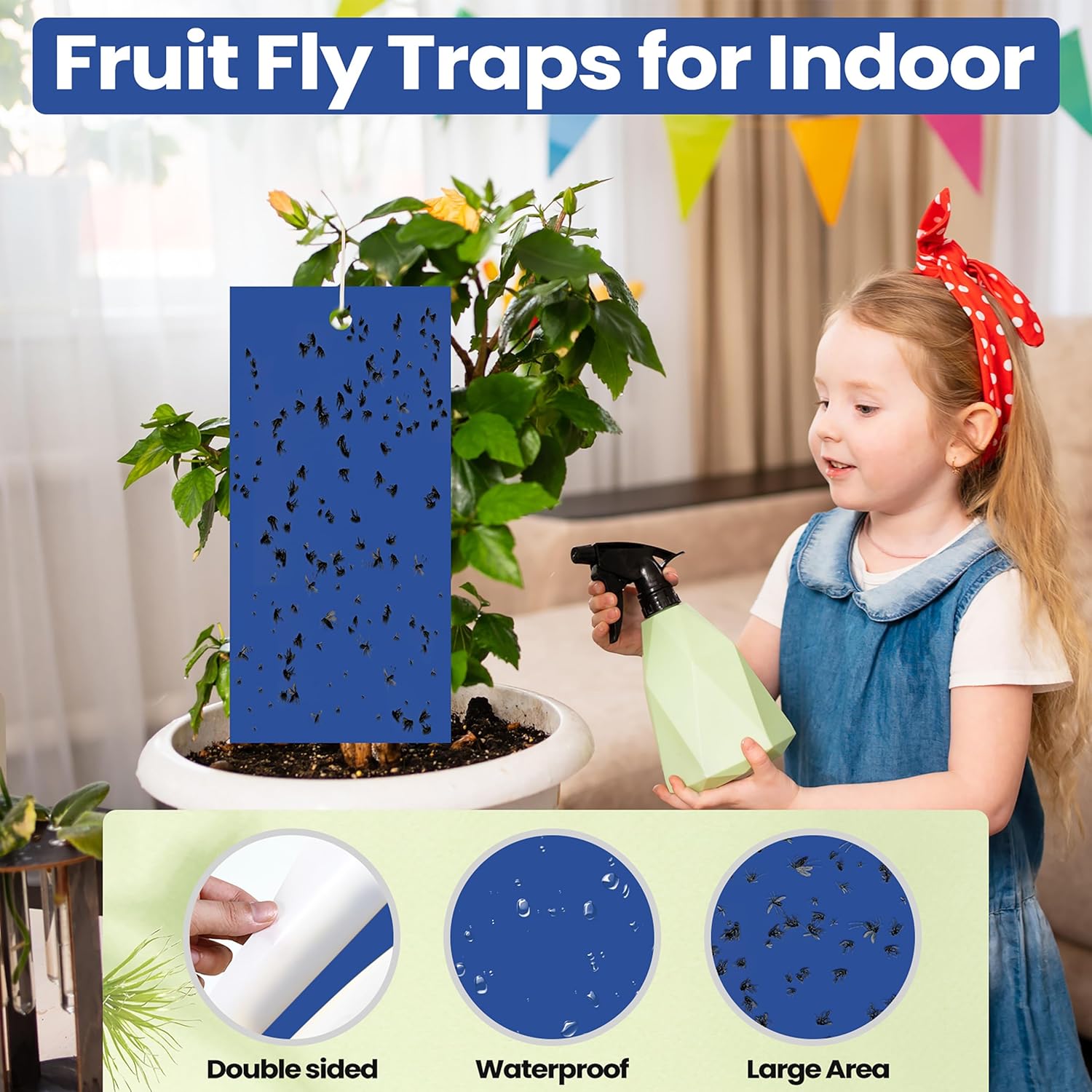 100 trampas adhesivas de doble cara para plantas voladoras insectos como moscas blancas, pulgones de 7.87 x 3.9 pulgadas, trampas adhesivas para