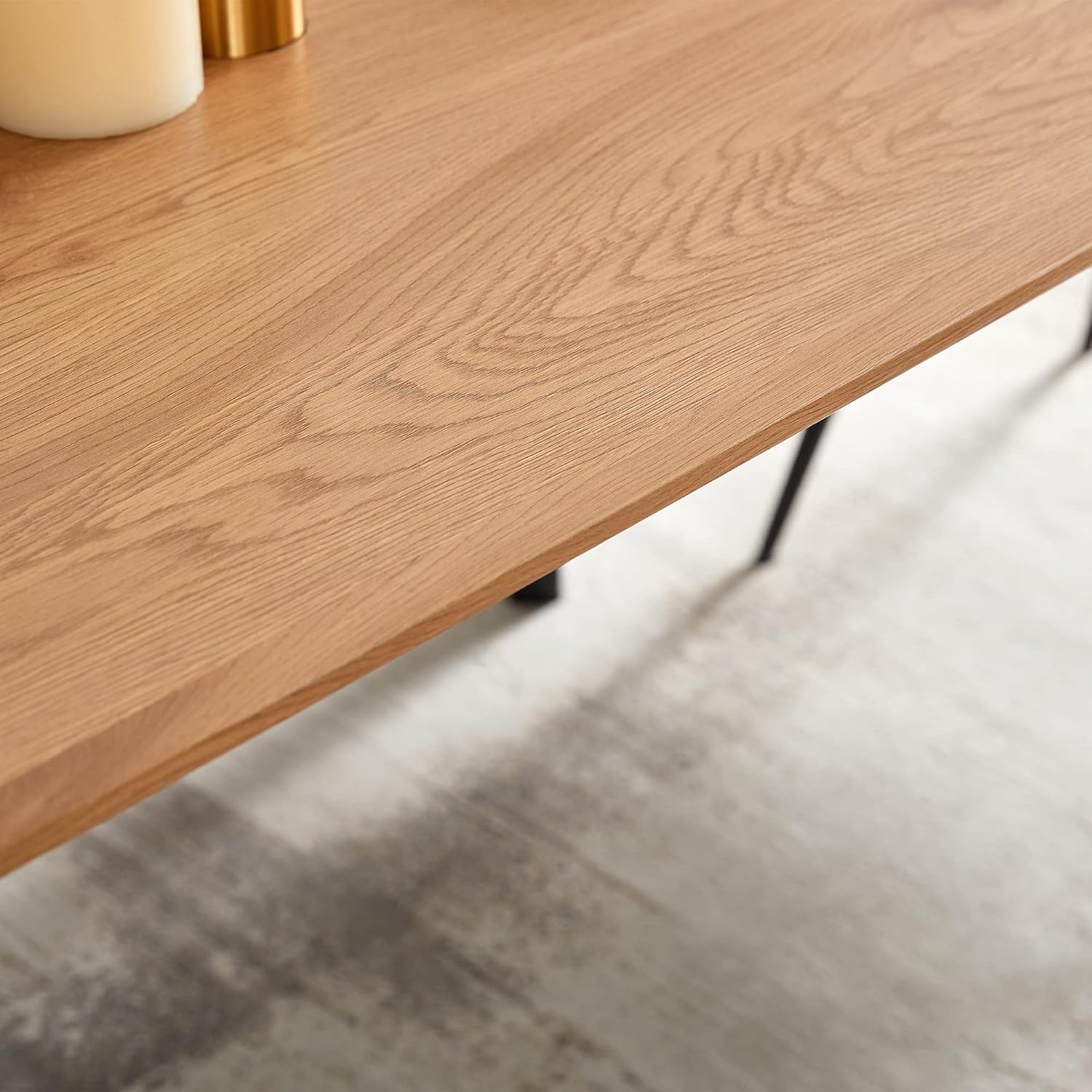 Homedot Mesa de comedor de 49 pulgadas para 4-6 personas, moderna mesa de cocina de madera sintética, mesa de comedor de MDF con marco de metal para