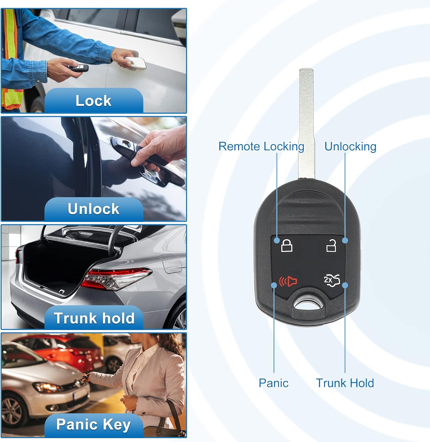 X AUTOHAUX 2 unids 315MHz CWTWB1U793 reemplazo sin llave entrada remoto llavero coche para Ford Fiesta 2015 2016 2017 2018 2019 chip 63 80 4 botón