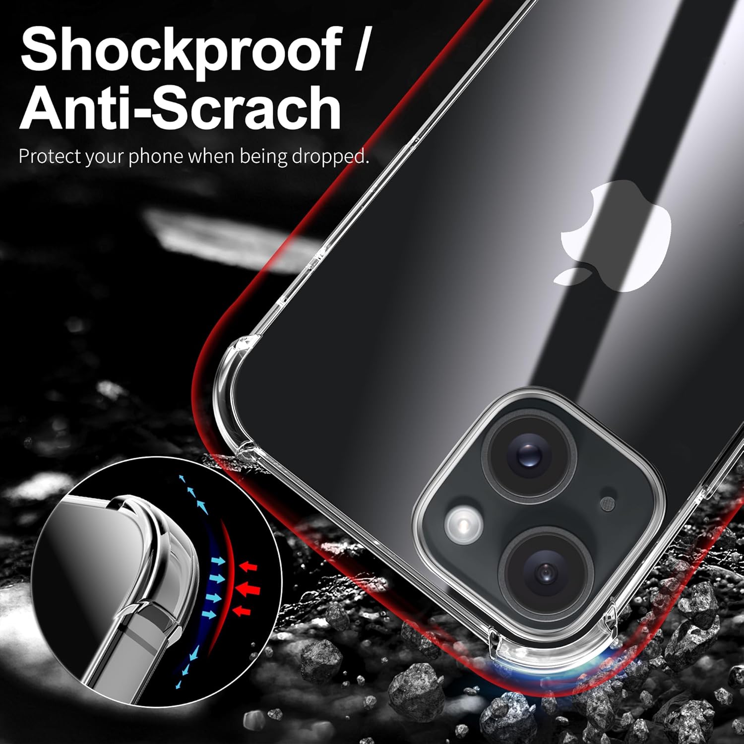 Migeec Funda transparente para iPhone 15 Plus, a prueba de golpes, funda protectora para iPhone 15 Plus, 6.7 pulgadas