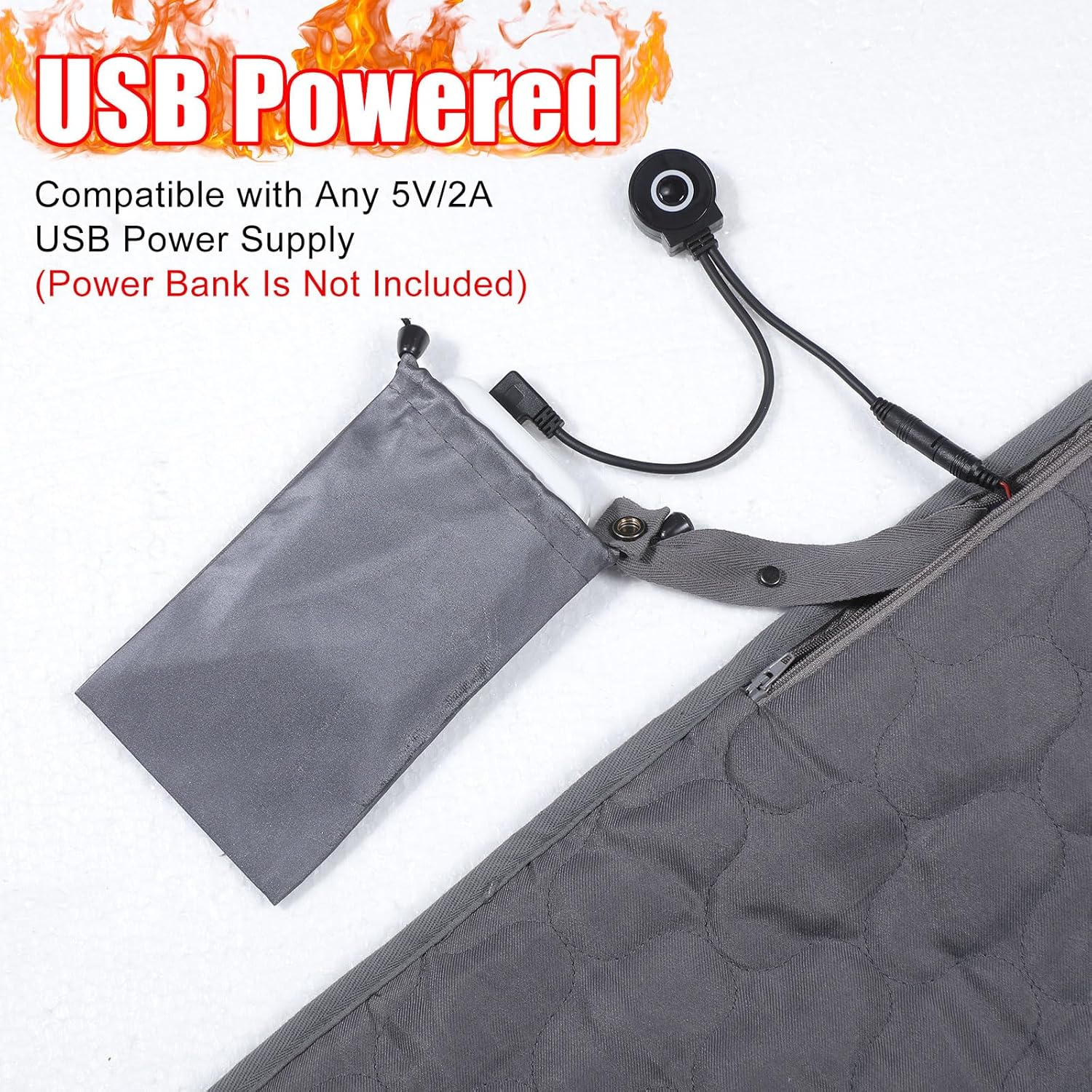 Newwiee 2 almohadillas para saco de dormir con calefacción de 5 V, soporte de alimentación USB, saco de dormir de 78 x 24 pulgadas, calentador de