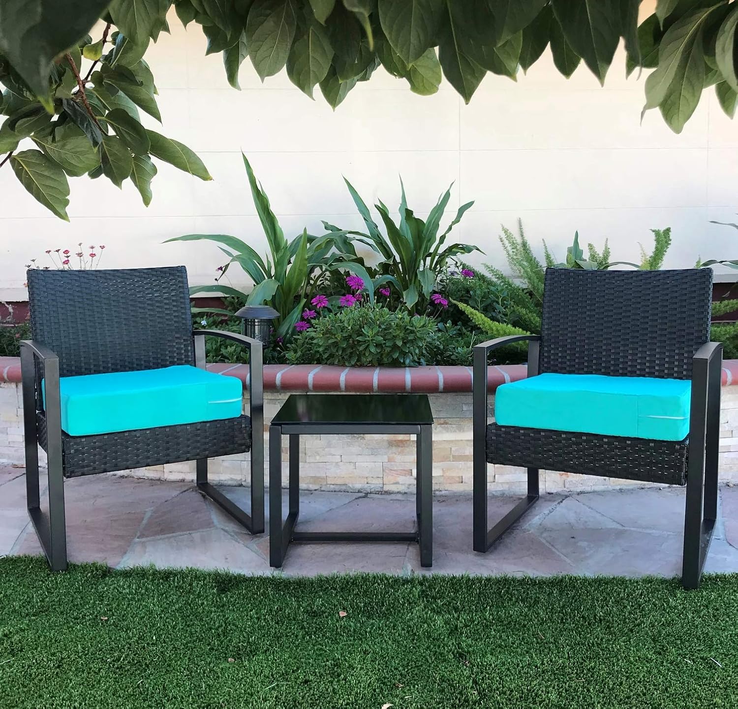 Serenity – Fundas de cojín para sillas de patio (20 x 18 x 4 pulgadas (2 fundas) color verde azulado