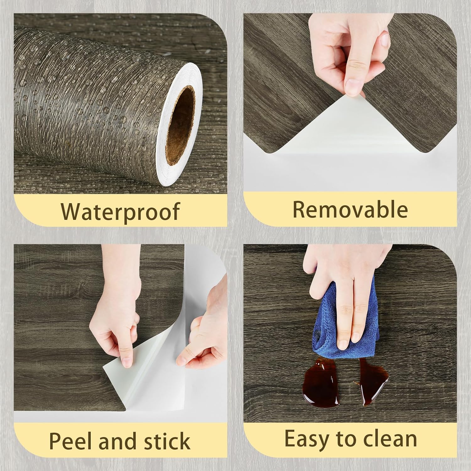 STICKEEP Papel de contacto de madera para encimeras de despegar y pegar, papel tapiz de madera impermeable, adhesivo para encimera, papel de
