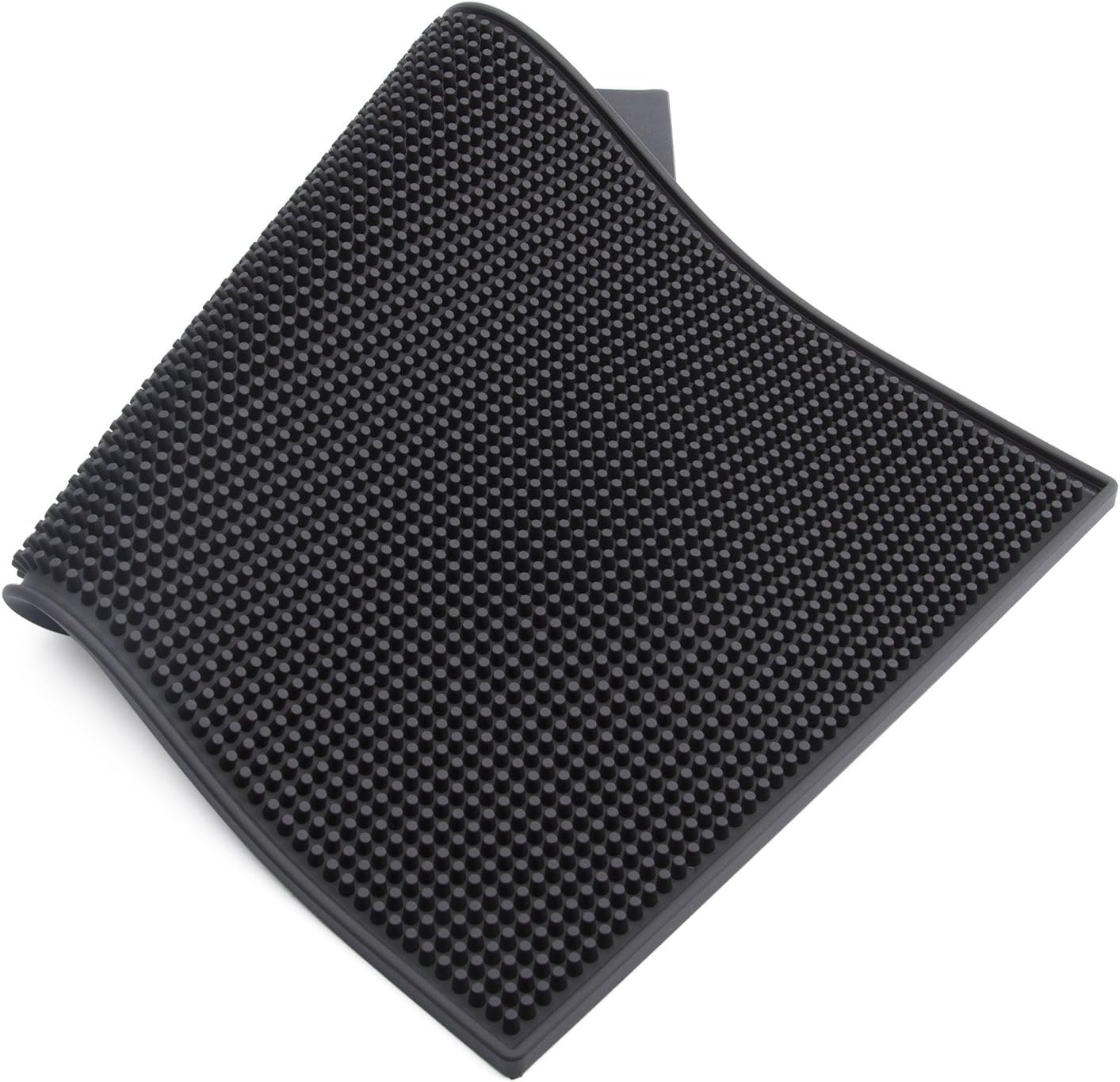 Facmogu Tapete de goma de 18 x 12 pulgadas, color negro, resistente, de PVC, secado de platos húmedos, antideslizante, resistente al calor, para