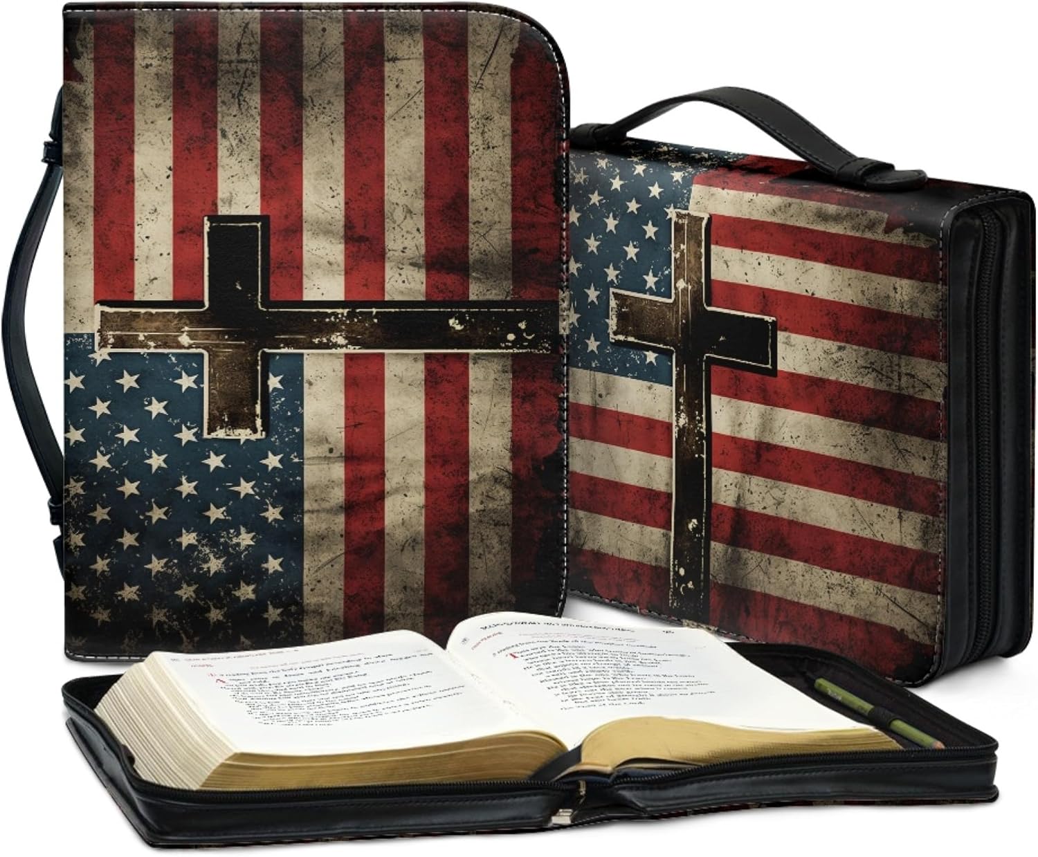 Bengbobar Funda de la Biblia con la bandera estadounidense para hombres y mujeres, funda para la Biblia del 4 de julio, Día de la Independencia,