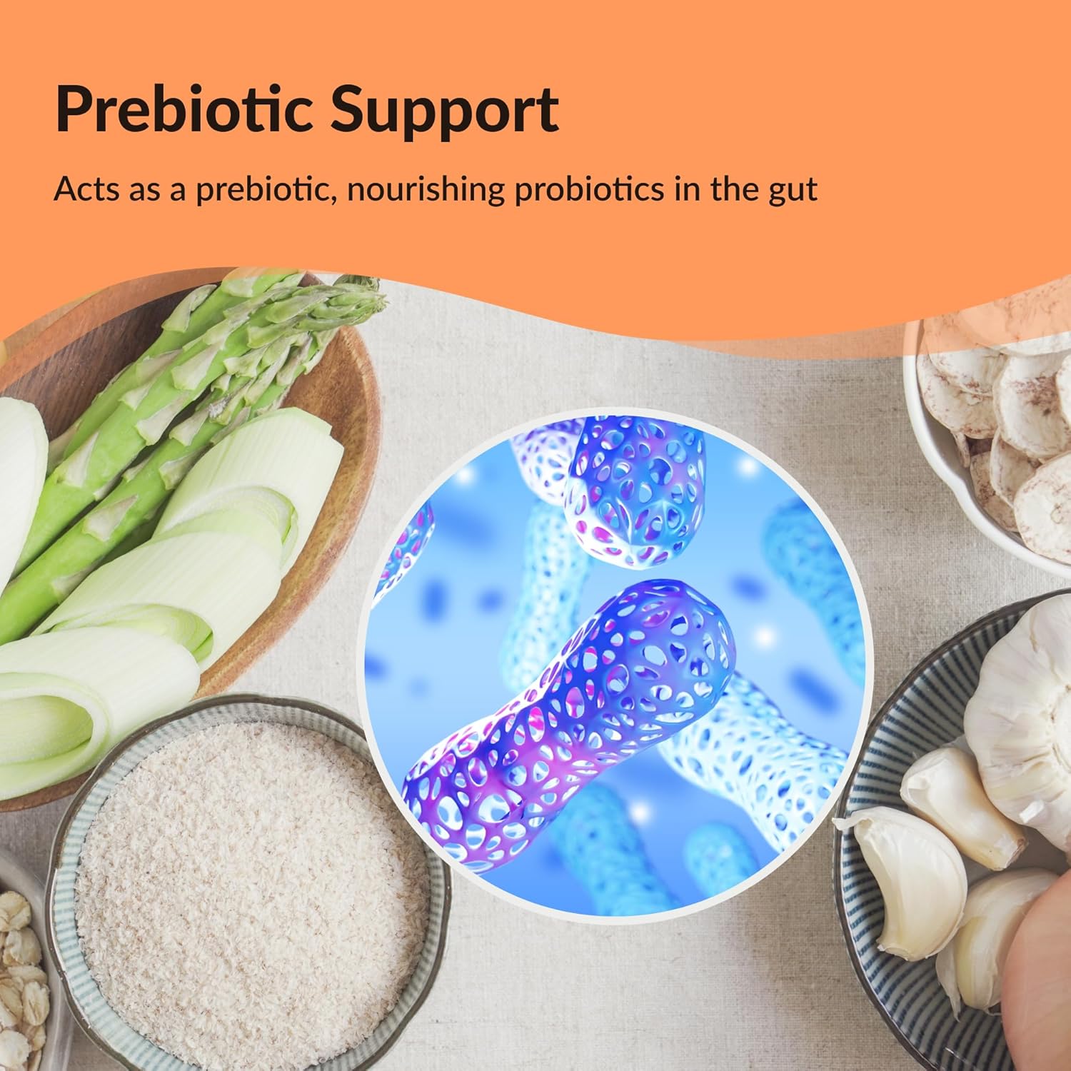 Pure Inulina FOS en polvo  Edulcorante prebiótico natural de fibra intestinal y soluble de raíz de achicoria, promueve la becteria beneficiosa,