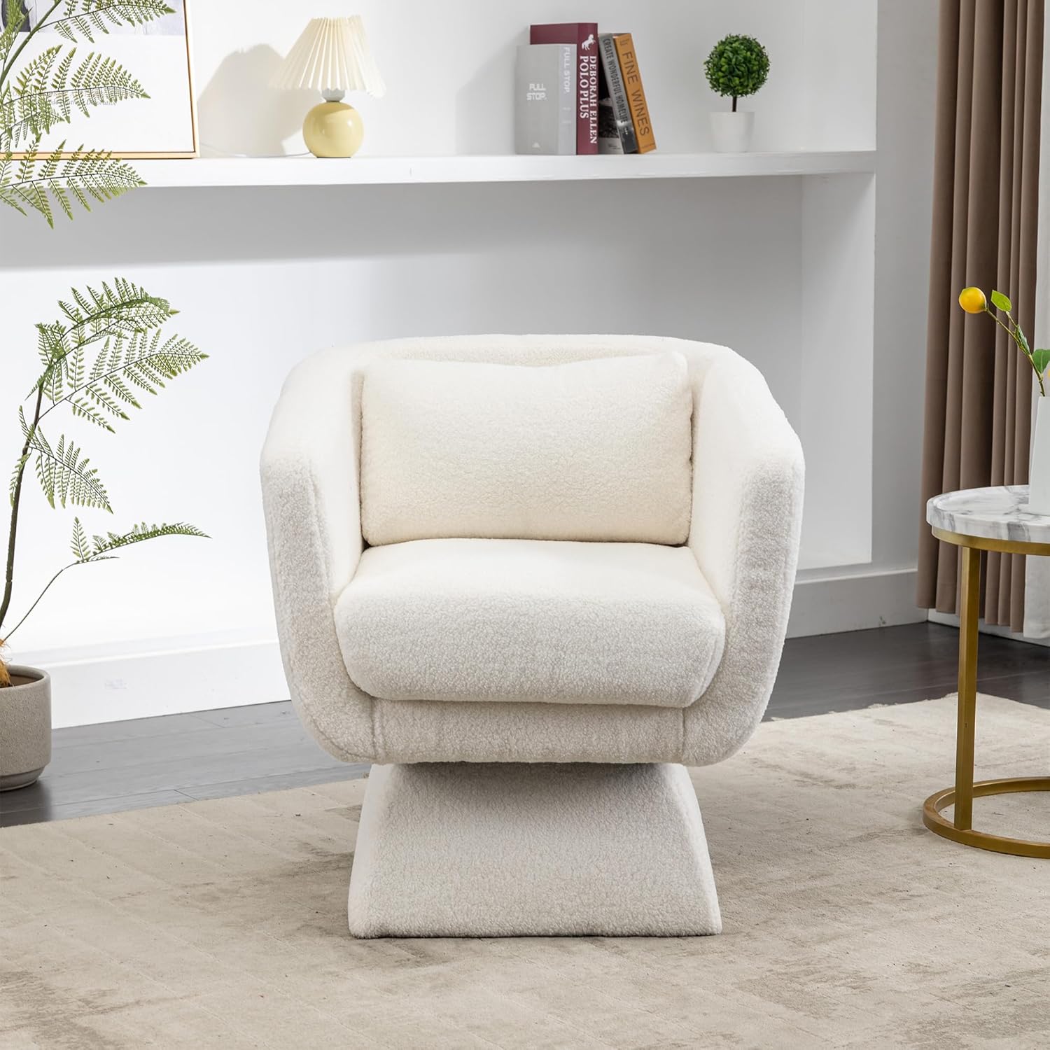 FXLCMUS Cómoda silla giratoria de 28 pulgadas, silla giratoria de 360 grados con tela de bucle, sillas de lectura ergonómicas para dormitorio y sala