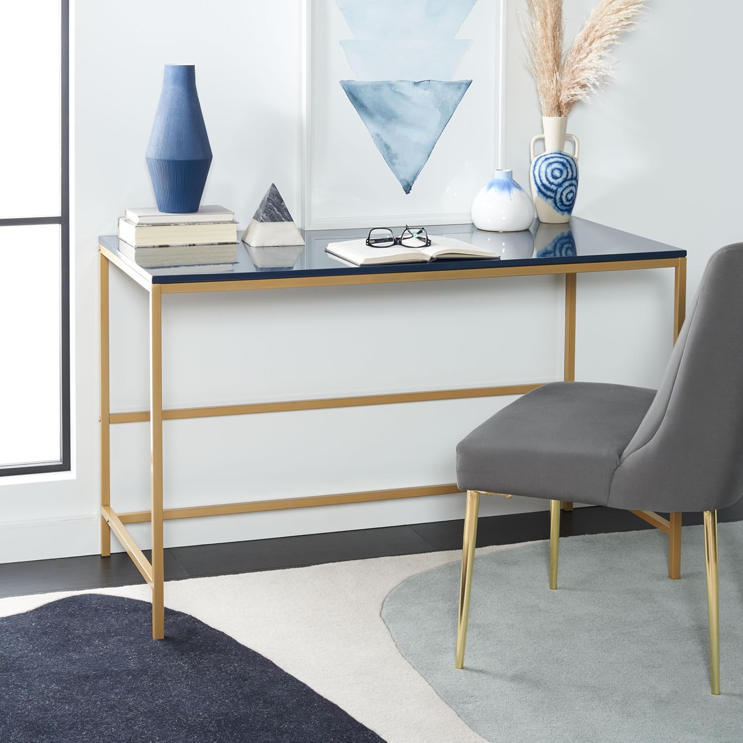 Safavieh Home Collection DSK5800 – Escritorio, azul marinodorado