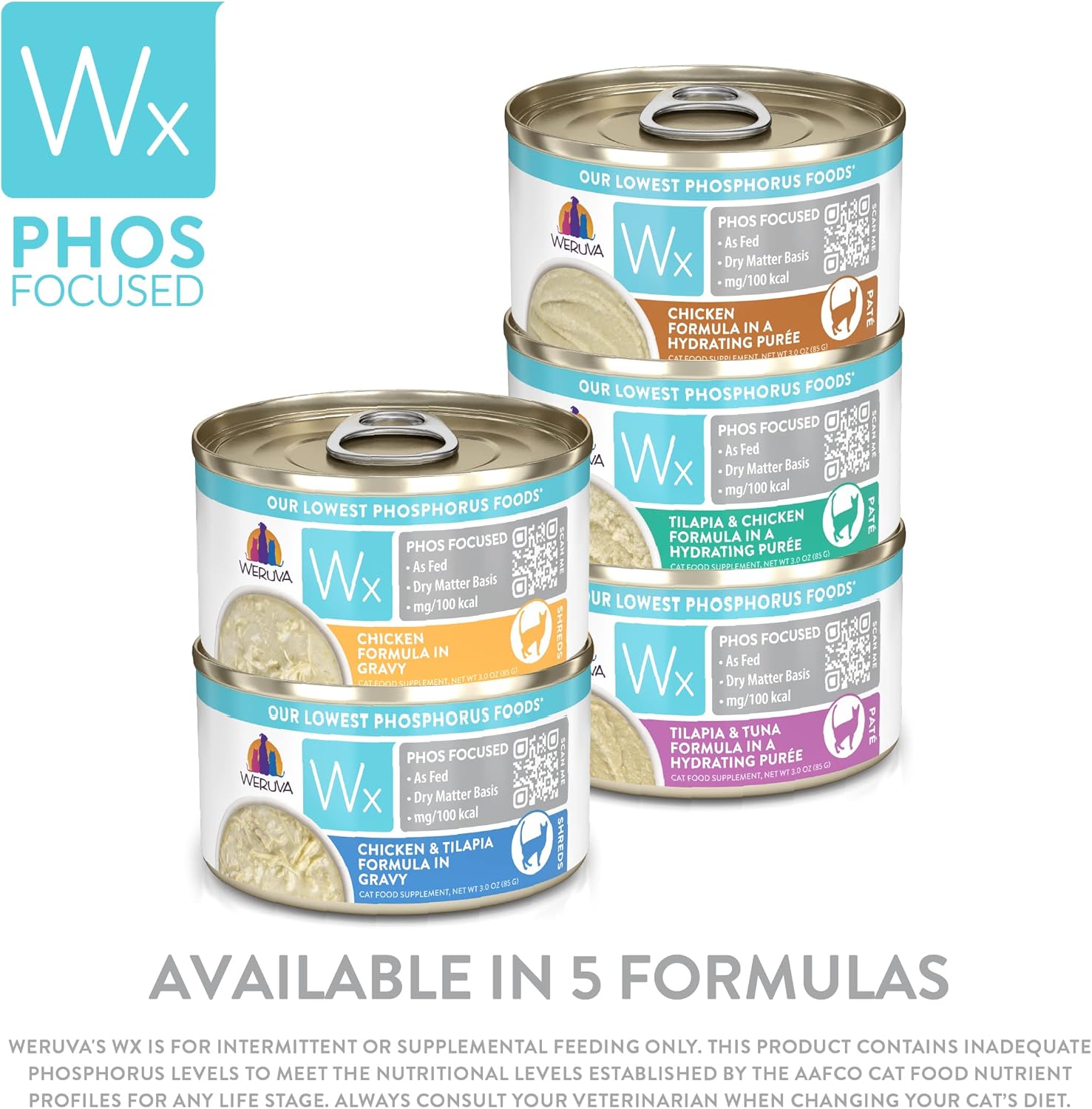 Weruva Wx Phos Focused, paquete variado de fórmulas de paté, lata de 3 onzas (paquete de 12)