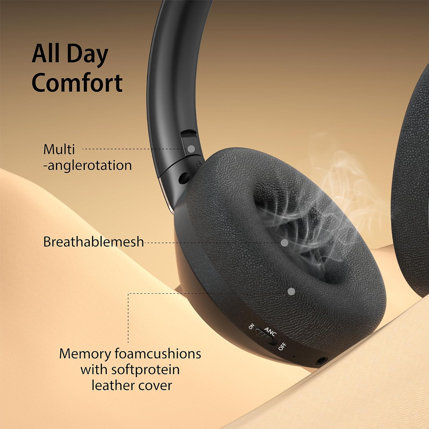 Auriculares con cancelación activa de ruido, auriculares de reproducción de 100 horas, Bluetooth inalámbricos, auriculares Bluetooth con micrófono,