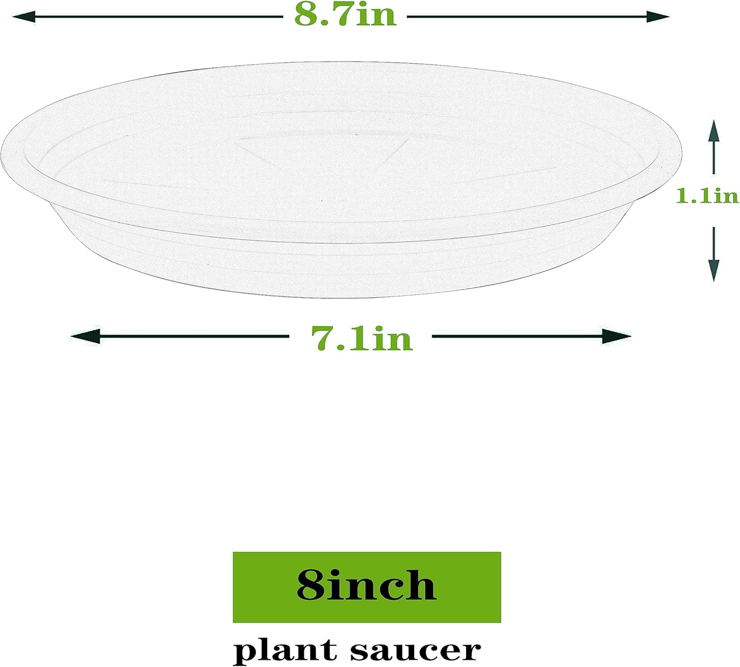 Paquete de 5 bandejas de plástico para macetas de 6, 8, 10, 12, 14, 16, 19, 20 pulgadas, platillos de plástico para macetas y bandejas de goteo para