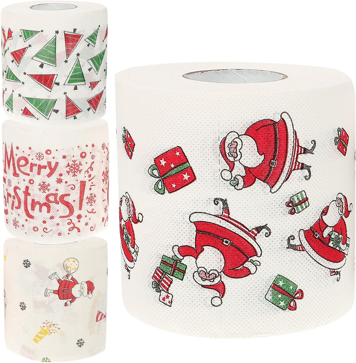 NOLITOY 4 rollos de papel higiénico de Feliz Navidad, altamente coleccionable, papel higiénico, divertido regalo para rellenos de calcetines de