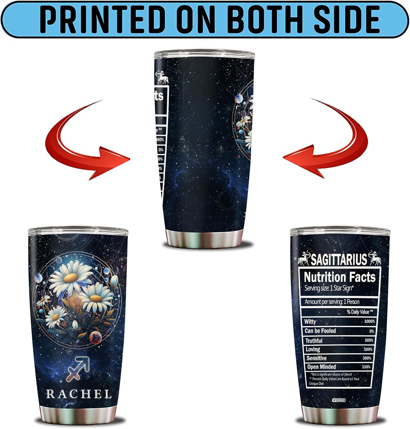 Regalos personalizados del zodiaco Sagitario para mujeres, vaso de café aislado de acero inoxidable de 20 onzas con tapa, constelación, astrología,