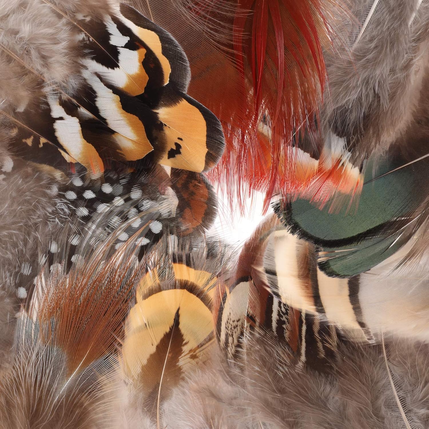 MWOOT 9 estilos surtidos de plumas artesanales (180 unidades), plumas de pollo naturales para bricolaje, aretes, alas, atrapasueños, manualidades,