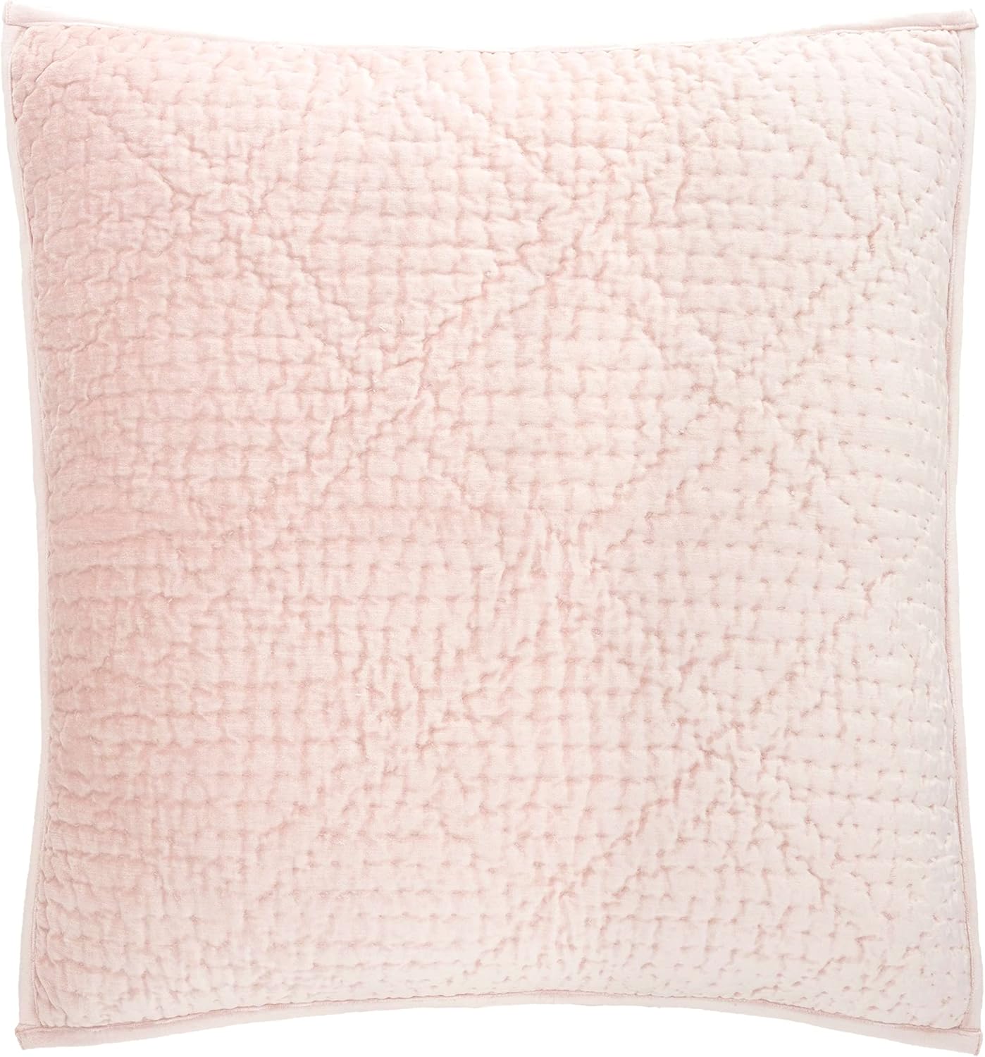 Pine Cone Hill Parisienne – Funda de almohada acolchada de terciopelo suave, tamaño King, patrón sólido rosa