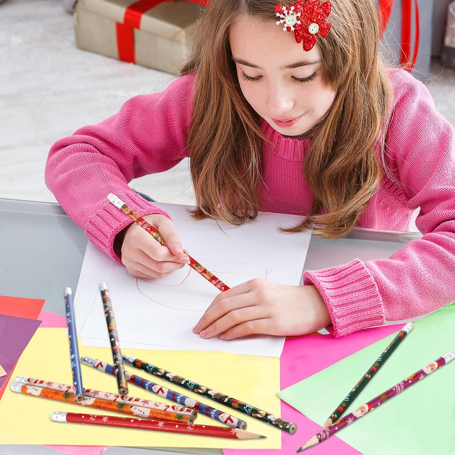 Juego de 72 cuadernos y lápices de Navidad, cuadernos pequeños y lápices de madera, recuerdos de fiesta de Navidad, rellenos de calcetines, regalos,