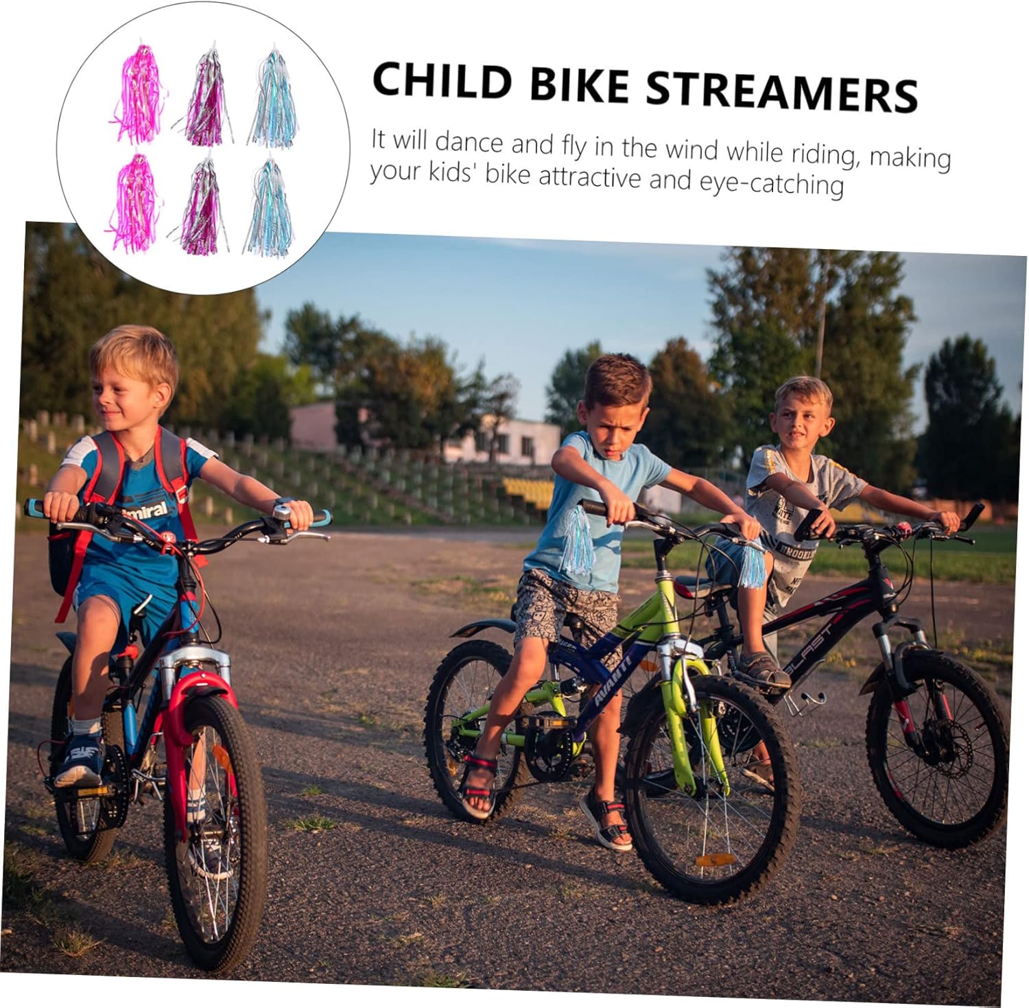 3 pares de scooters decorativos de cinta para niños y niñas, accesorios para niñas, borlas, serpentinas de bicicleta, borlas, borlas de plástico