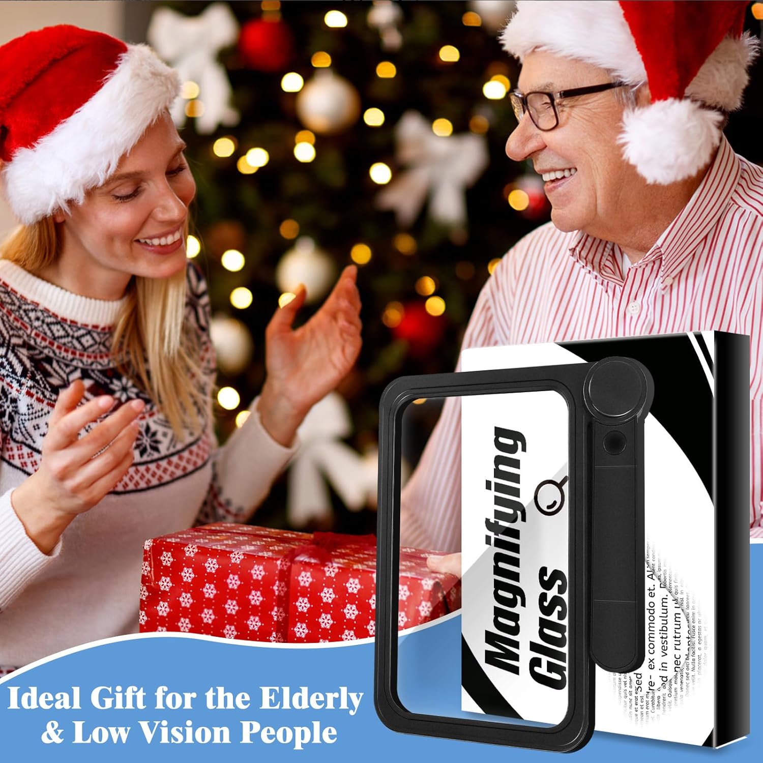 Lupa grande con luz para leer, lupa iluminada de 8 x 5.2 pulgadas con 74 luces LED fríascálidas (3 modos), lupas de mano plegables para personas