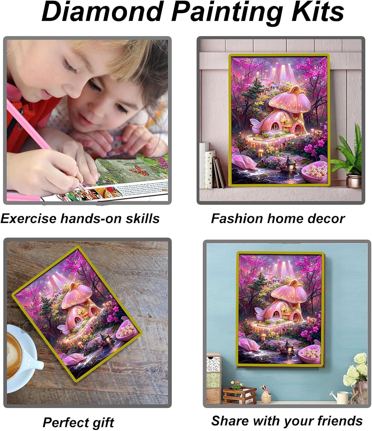 hill froeistung Kits de pintura de diamantes de mar 5D para adultos, kits de arte de diamantes de flores para adultos adolescentes principiantes,