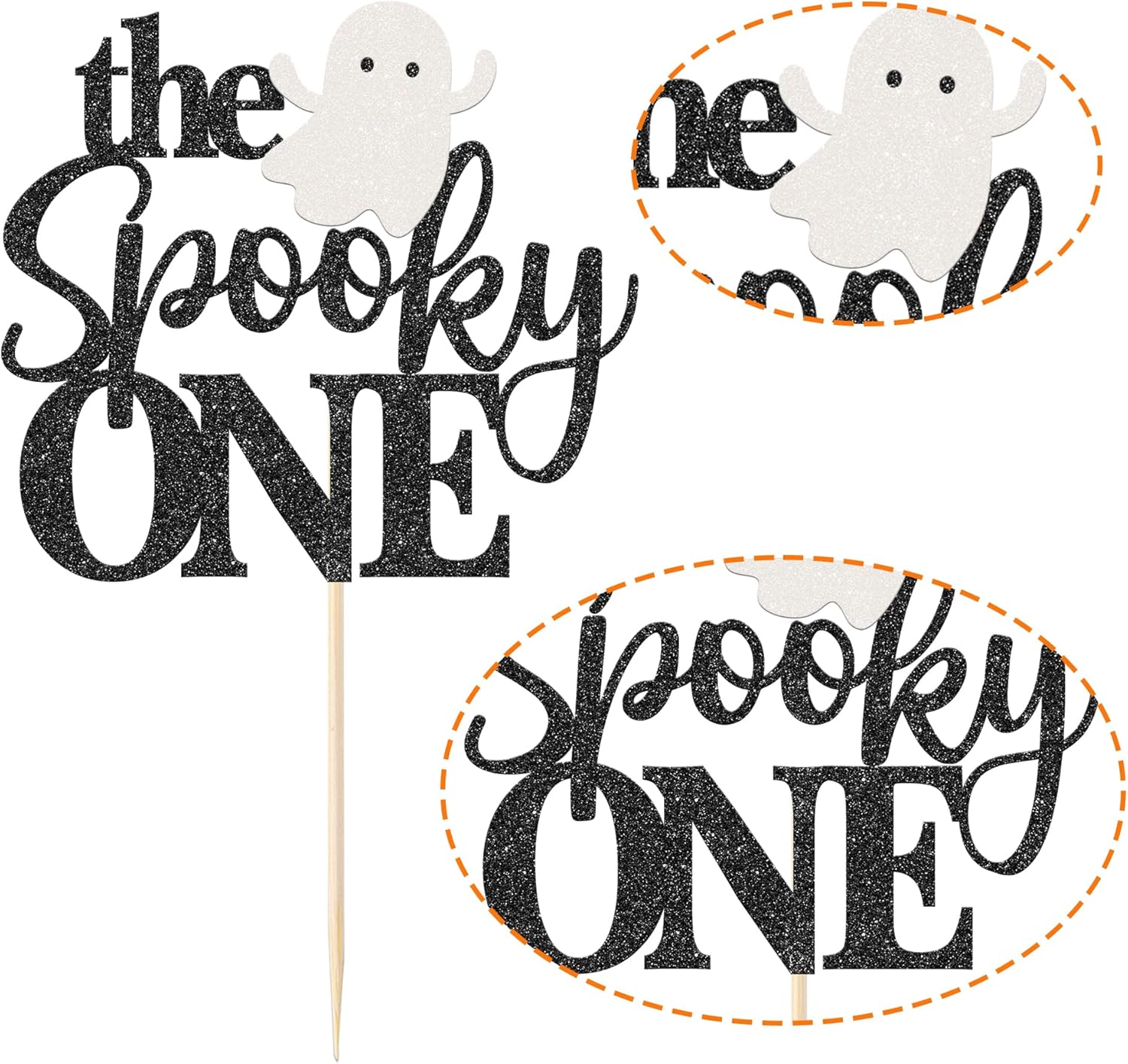 1 paquete de The Spooky One Cake Topper Glitter The Spooky One Halloween cumpleaños Cupcake Picks 1st Birthday Goast Cake Decor for Halloween Kids