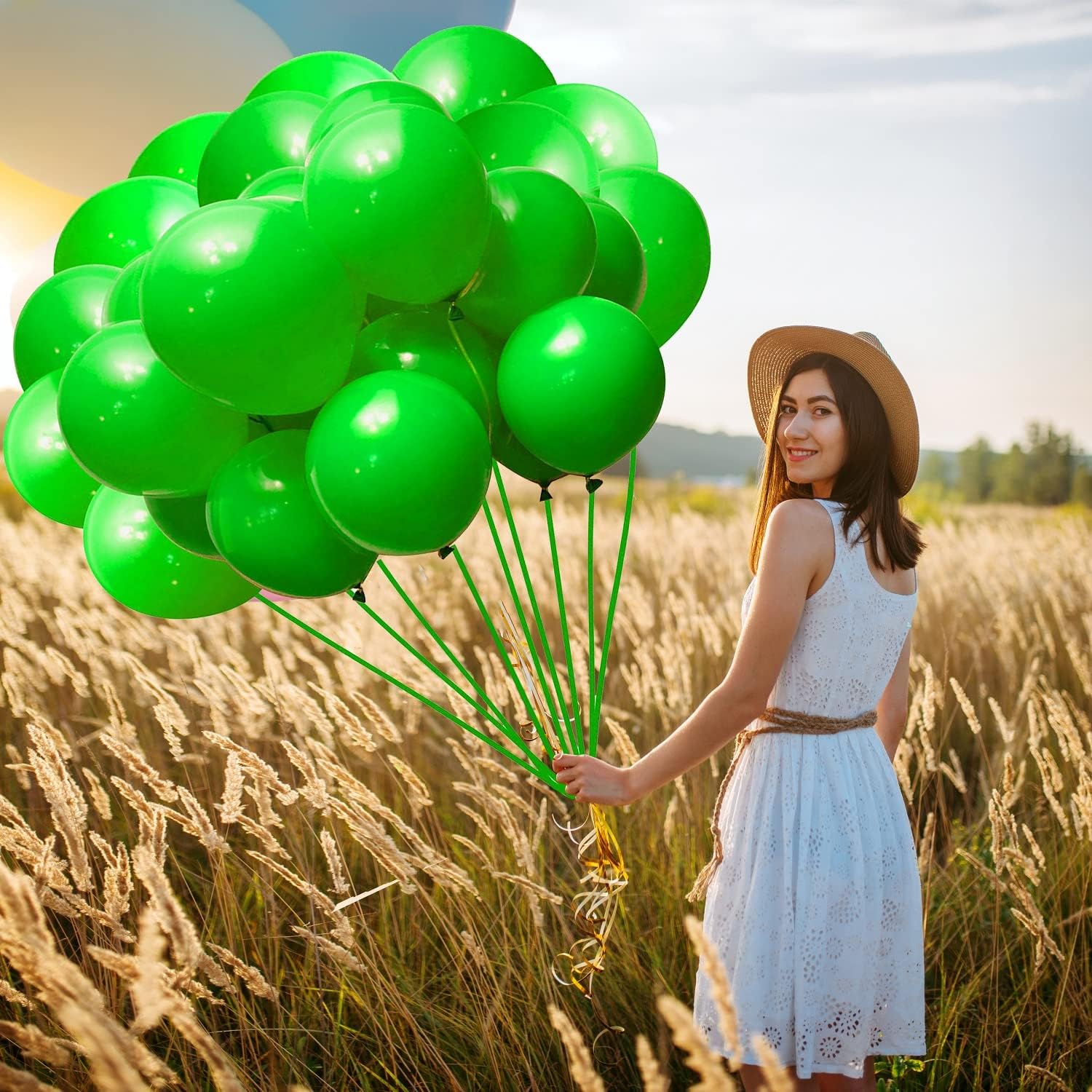 Paquete de 50 globos de color verde manzana brillante de 12 pulgadas, helio verde manzana brillante para fiesta de feliz cumpleaños, globos de látex