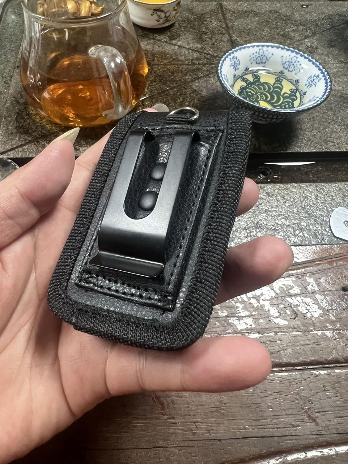 Funda Kyocera DuraXE Epic, Kyocera DuraXA Equip Case, Kyocera DuraXV Extreme Case, Funda elástica de piel vegana con clip de lazo de metal para