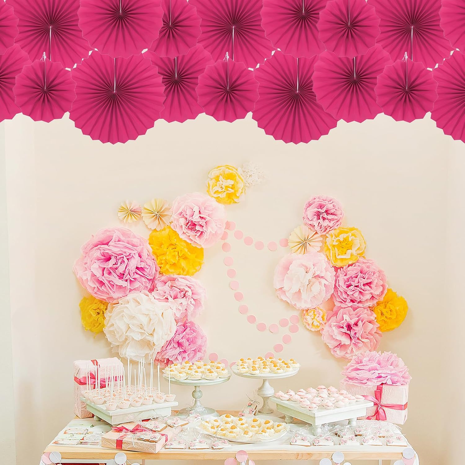 MECCANIXITY Juego de 12 abanicos de papel para colgar, diseño redondo, abanicos de papel para colgar, decoración para el hogar, tienda, pared,