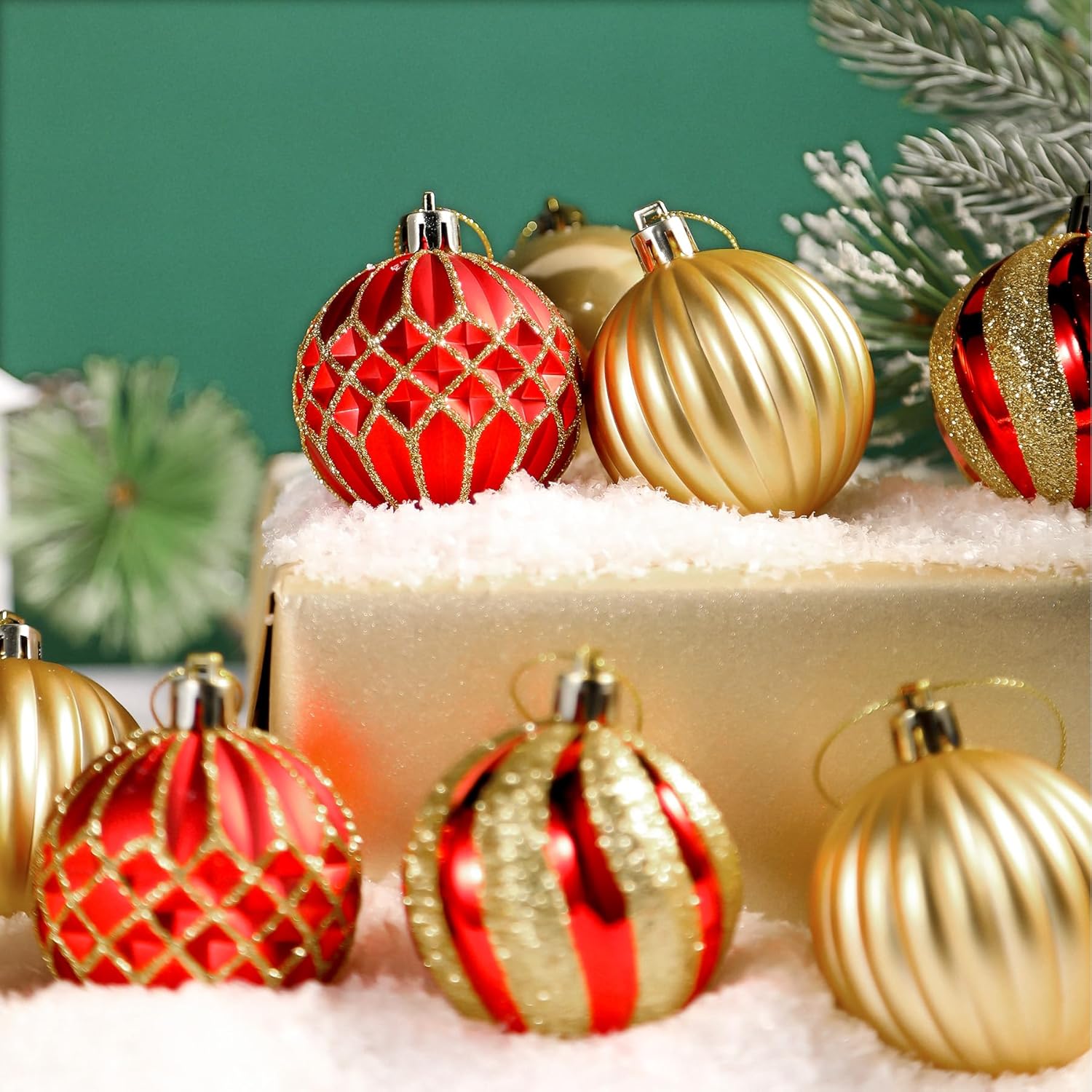 SHareconn – Bolas de árbol de Navidad de 30 quilates de 2.36 pulgadas, bolas decorativas de plástico inastillables de colores para decoración de