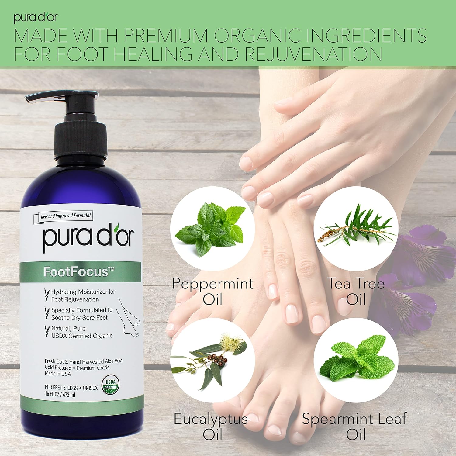 PURA D’OR FootFocus Gel orgánico de aloe vera para reparación de talón agrietado severo productos para el cuidado de los pies  Tratamiento de pies