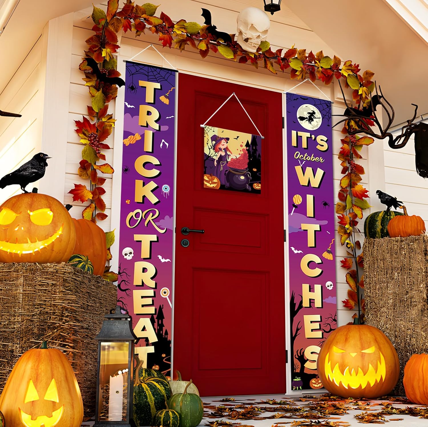 Decoraciones de Halloween para exteriores, carteles de Halloween para puerta delantera, decoración de patio de Halloween, decoración de jardín,