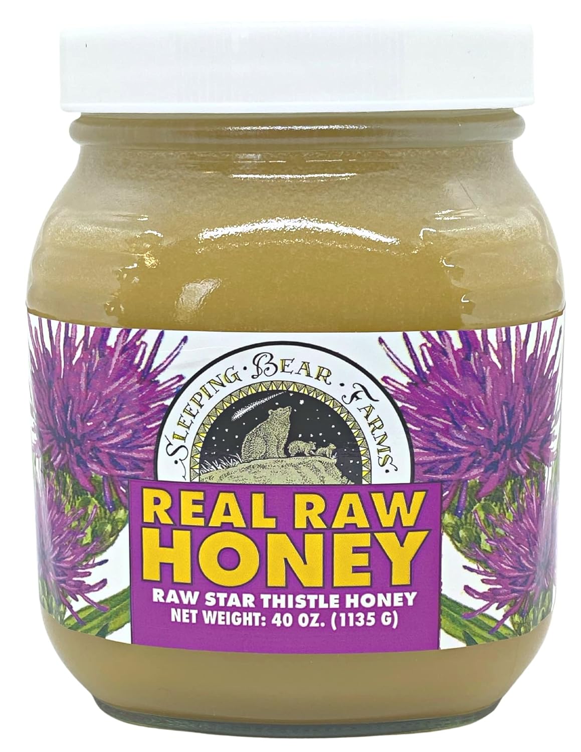 Sleeping Bear Farms 2.5lbs. Miel cruda cosechada por nuestros apicultores, de nuestras colmenas empaquetadas en vidrio
