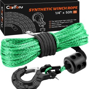 Cuerda de cabrestante sintética de 14 pulgadas x 50 pies, cuerda de cabrestante sintética de 9500 libras con funda protectora, tapón de cabrestante Cuerda de cabrestante sintética de 14 pulgadas x 50 pies, cuerda de cabrestante sintética de 9500 libras con funda protectora, tapón de cabrestante