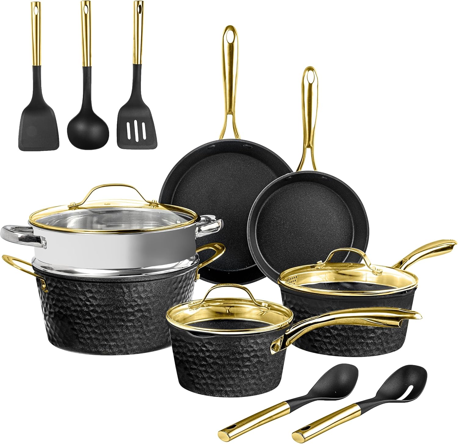 Granitestone Juego de ollas y sartenes de cerámica antiadherentes, juego de utensilios de cocina de cocina, juego de ollas y sartenes, juego de