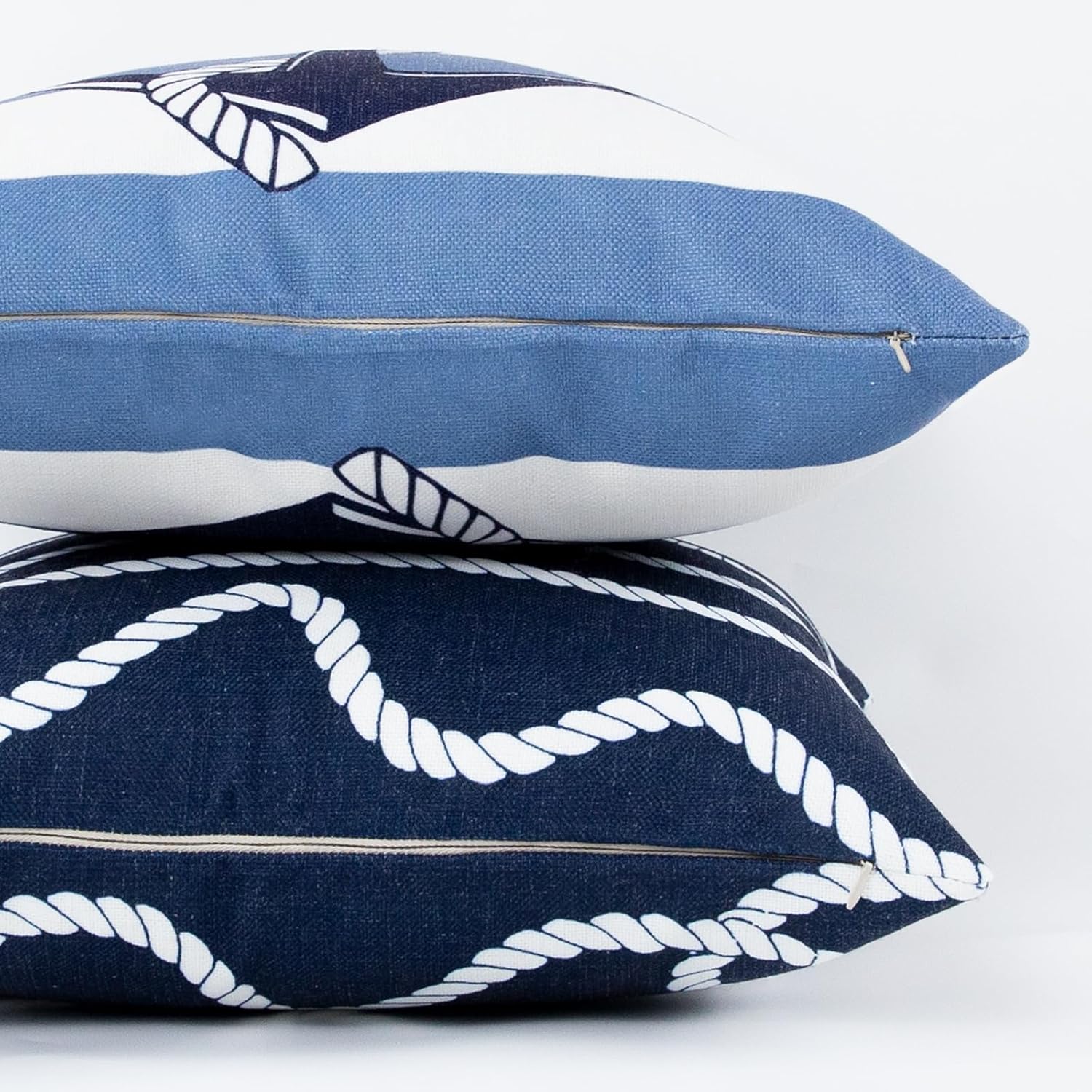 LANGCYGO Juego de 2 fundas de cojín de 18 x 18 pulgadas con diseño náutico de anclaje, fundas de almohada decorativas para el hogar, fundas de