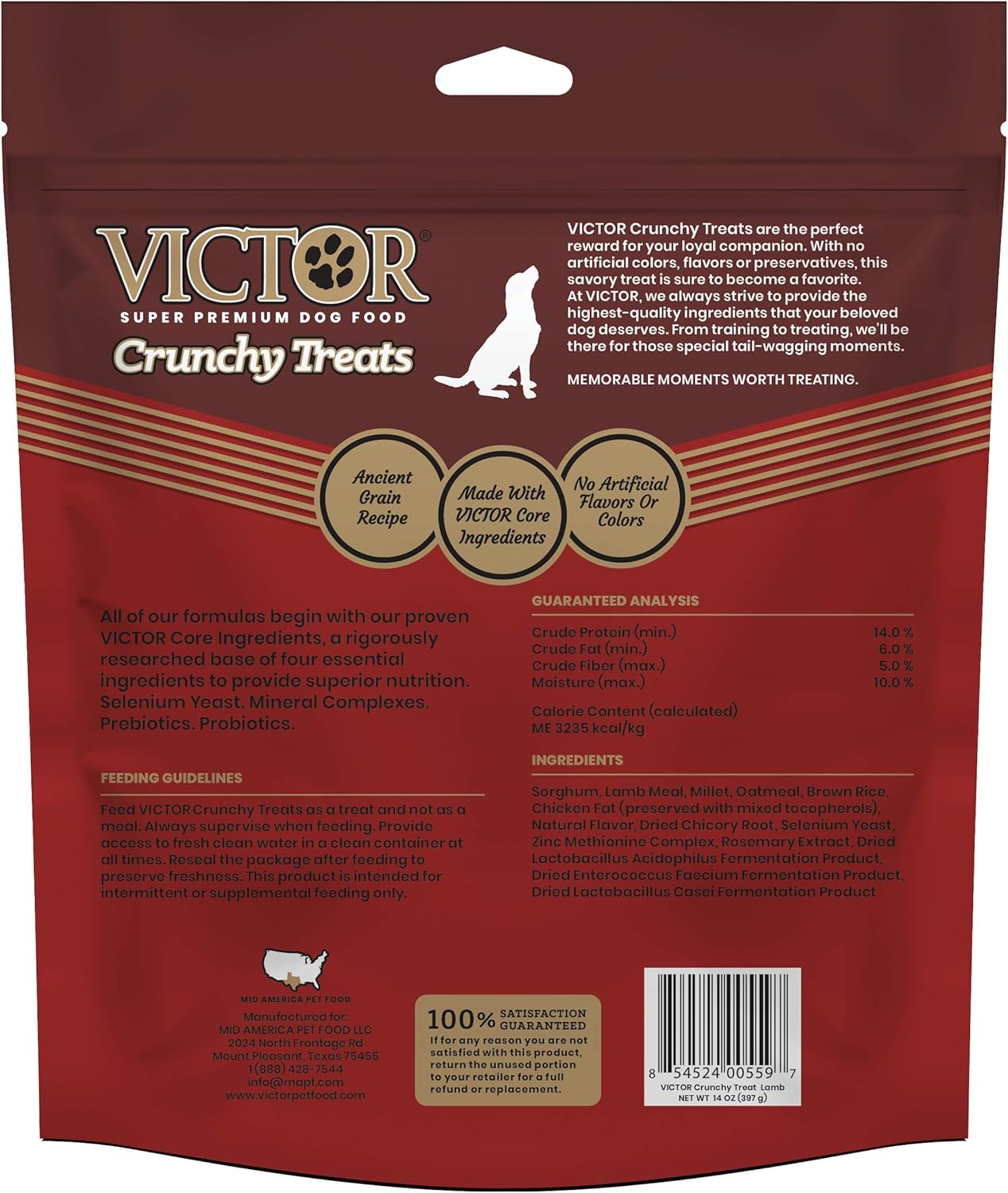 Victor Super Premium – Alimento para perros  Golosinas clásicas crujientes para perros con harina de cordero  Golosinas sin gluten para perros de