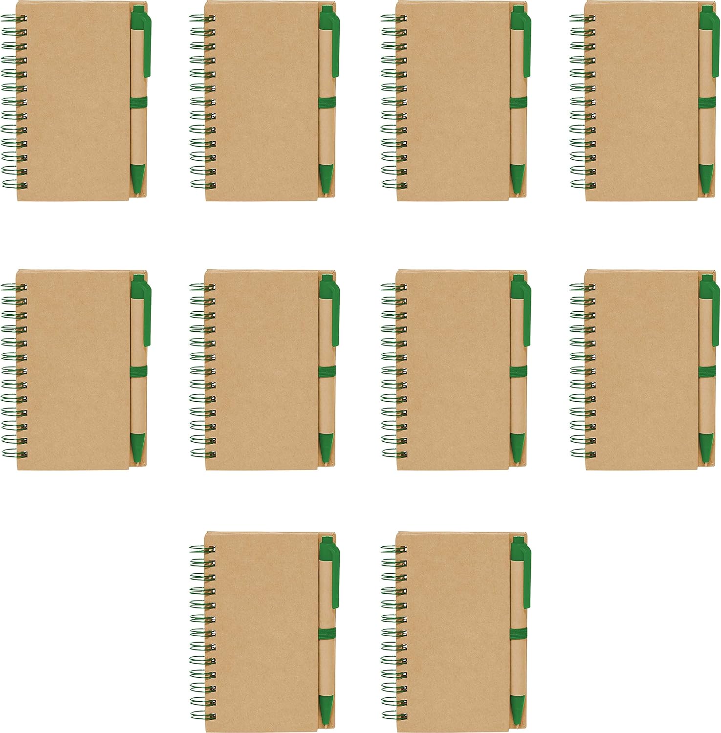 Mini cuadernos en espiral con bolígrafos de tinta negra, juego de 10, paquete a granel, perfecto para la escuela, oficina, negocios, hogar, color