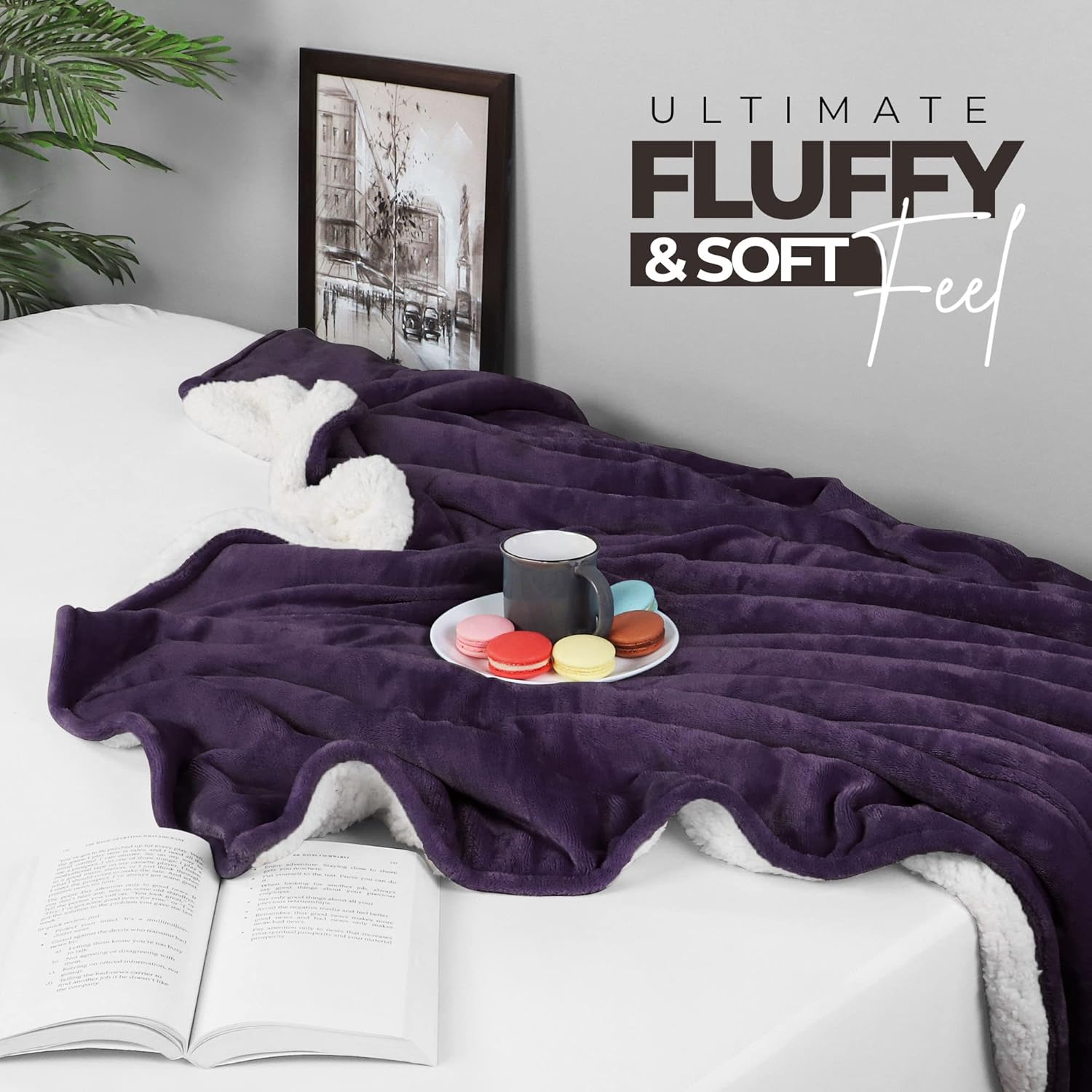 Utopia Bedding Sherpa – Sábana reversible de franela, Lana, Ciruela, gemelo