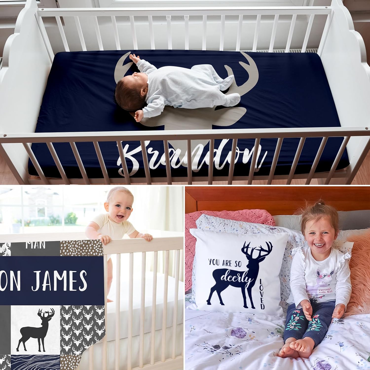 Juego de ropa de cama personalizado para cuna de bebé, cómodo juego de cama de 3 piezas para cuna de regalo personalizado con nombre para bebés,