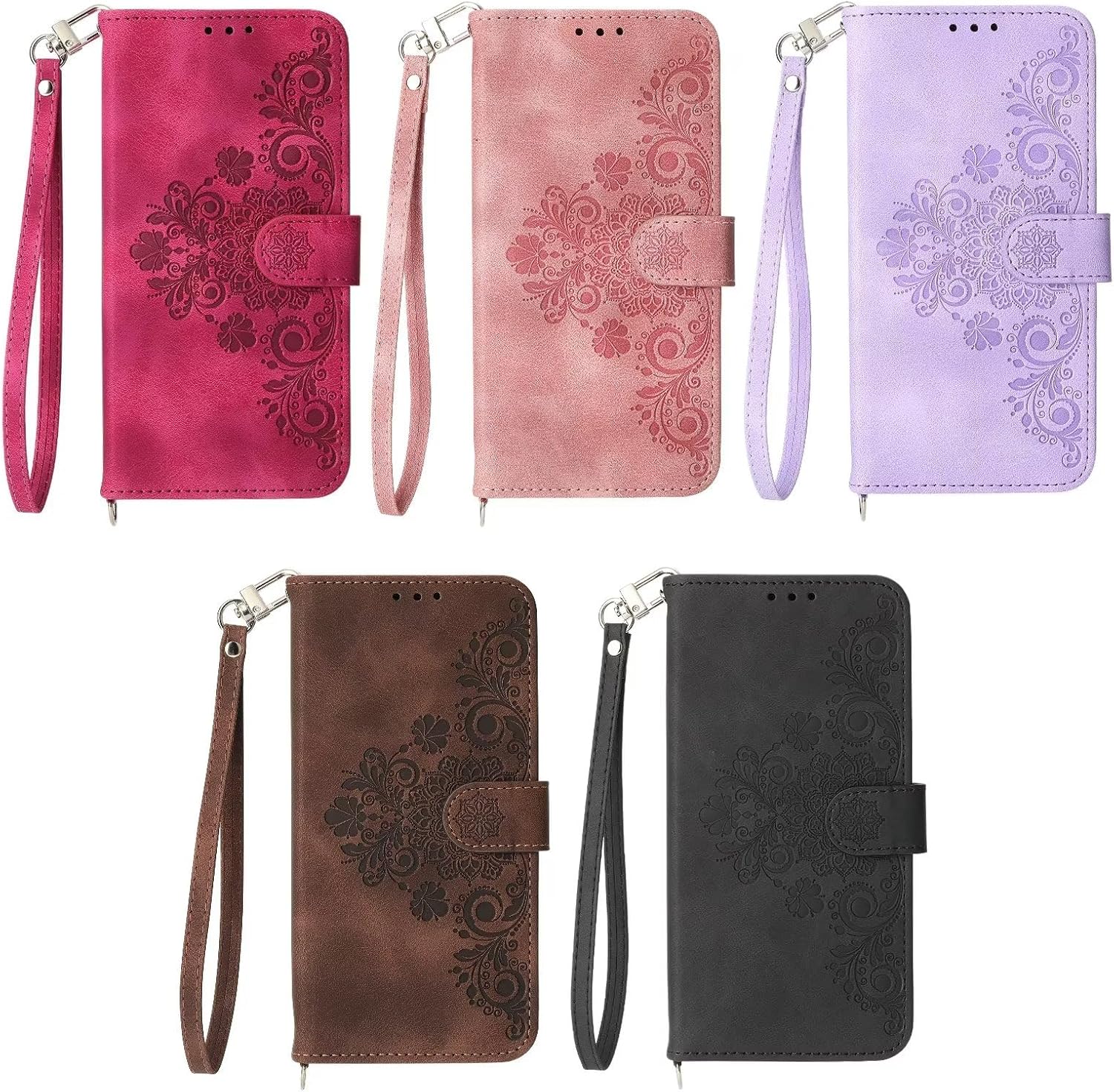 Funda tipo cartera para Vivo Y21Vivo Y33sVivo Y21s, cordón corto y cordón de correa para Vivo Y21Vivo Y33sVivo Y21s, funda de piel sintética