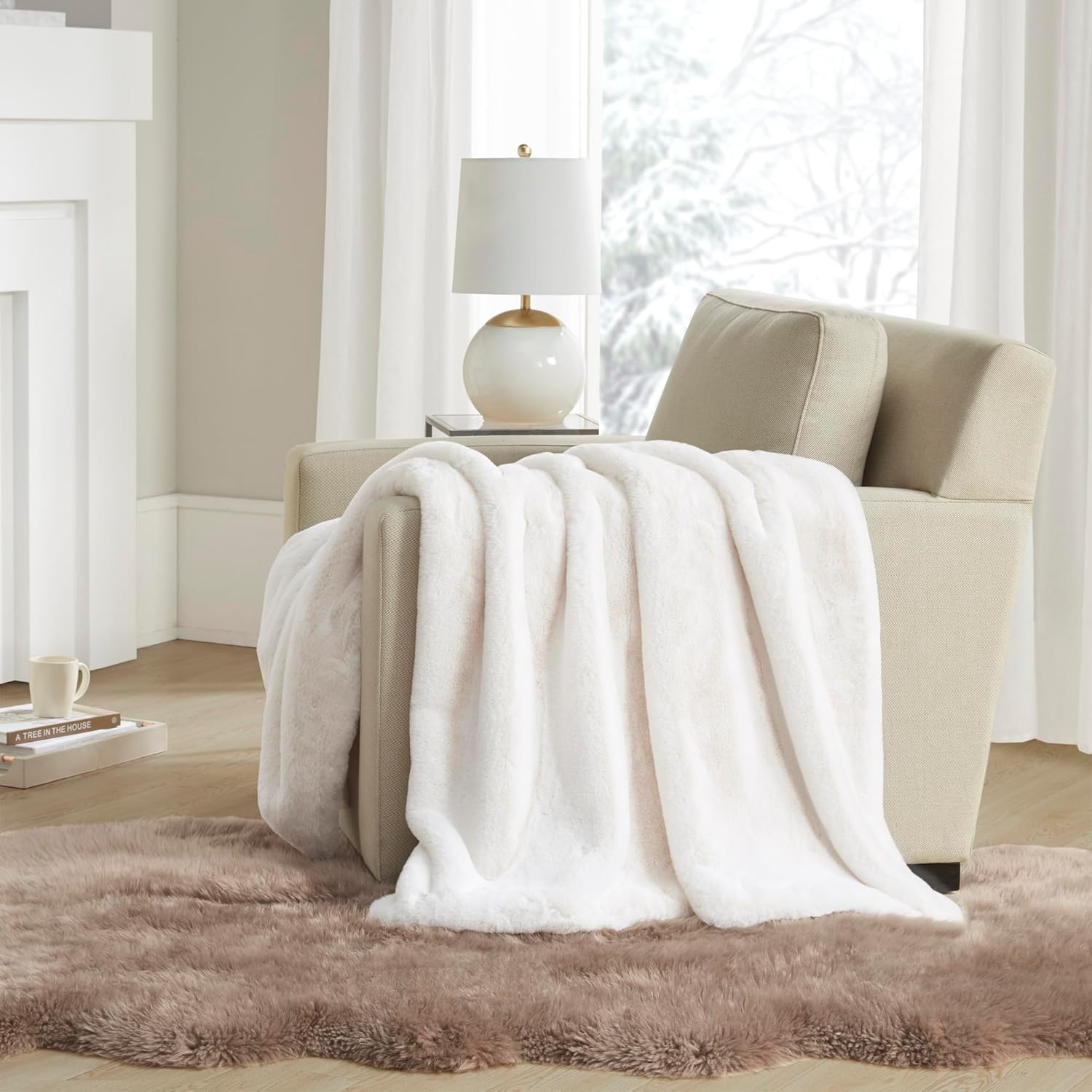 Madison Park Manta reversible de piel sintética para invierno, funda cálida y mullida de primera calidad, textura de terciopelo suave y lujosa,