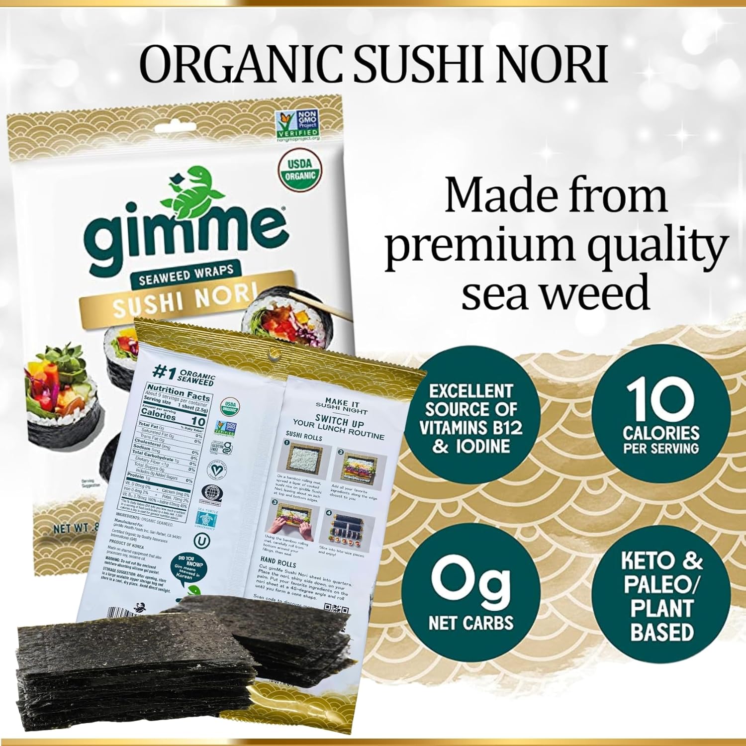 Kit de moldes Musubi (paquete de 7) con prensa Musubi, paleta de arroz, cortador de spam, spam bajo en sodio, arroz, envoltura de algas marinas y