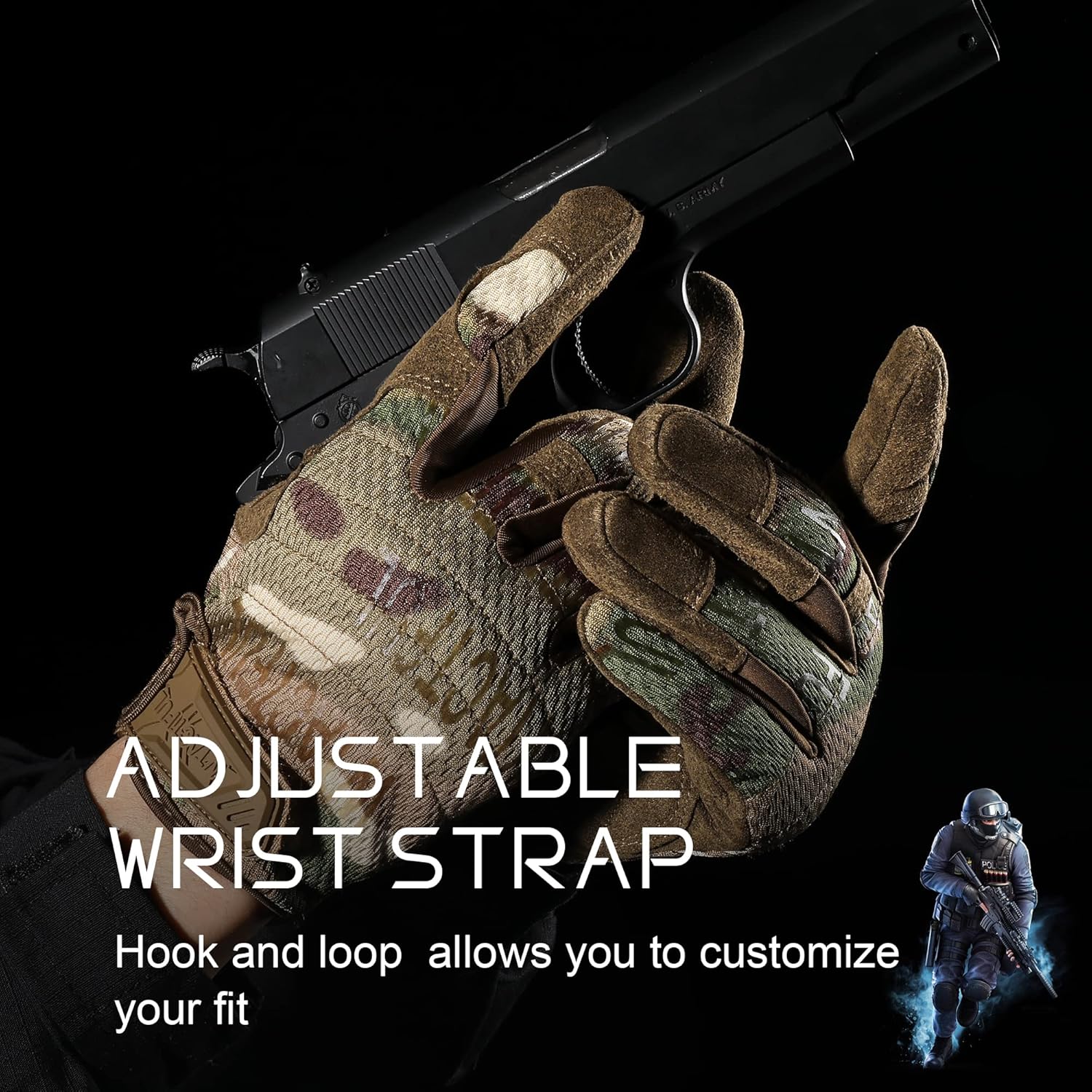 WTACTFUL Guantes tácticos para hombres, protección completa para dedos, Airsoft, paintball, trabajo, caza, guantes